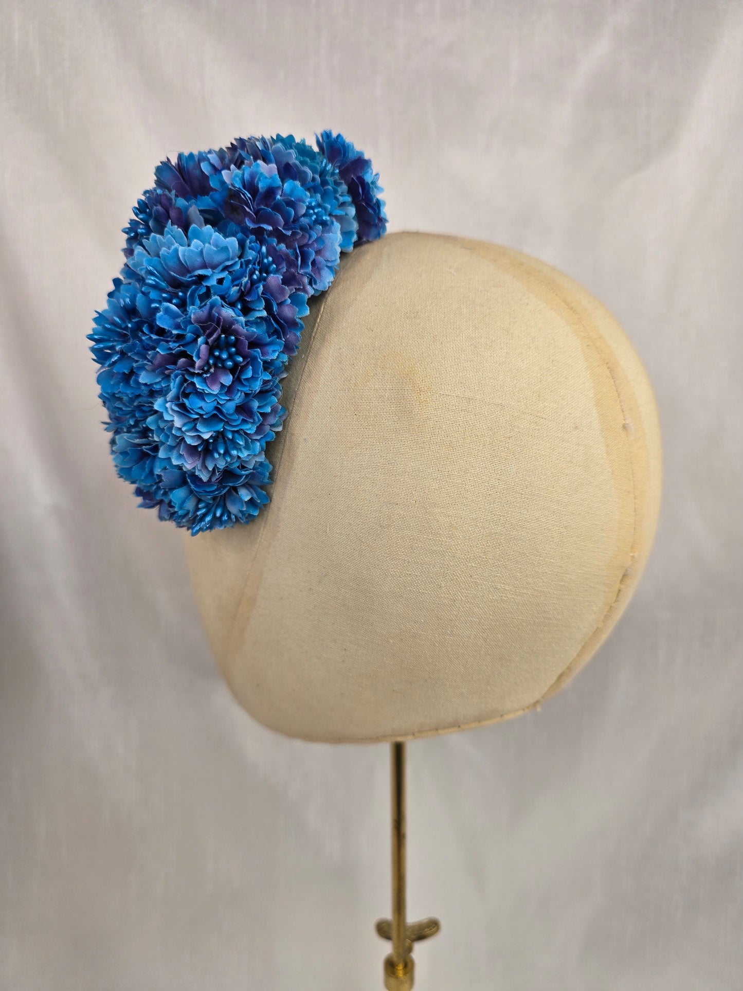 Medium azure blue blossom hair flower/corsage