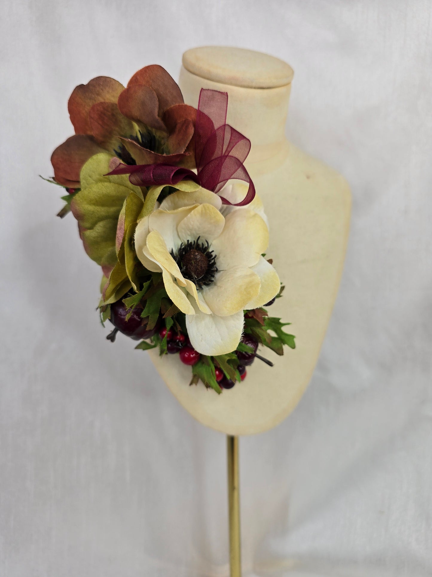 Autumn anemone hair flower and corsage set