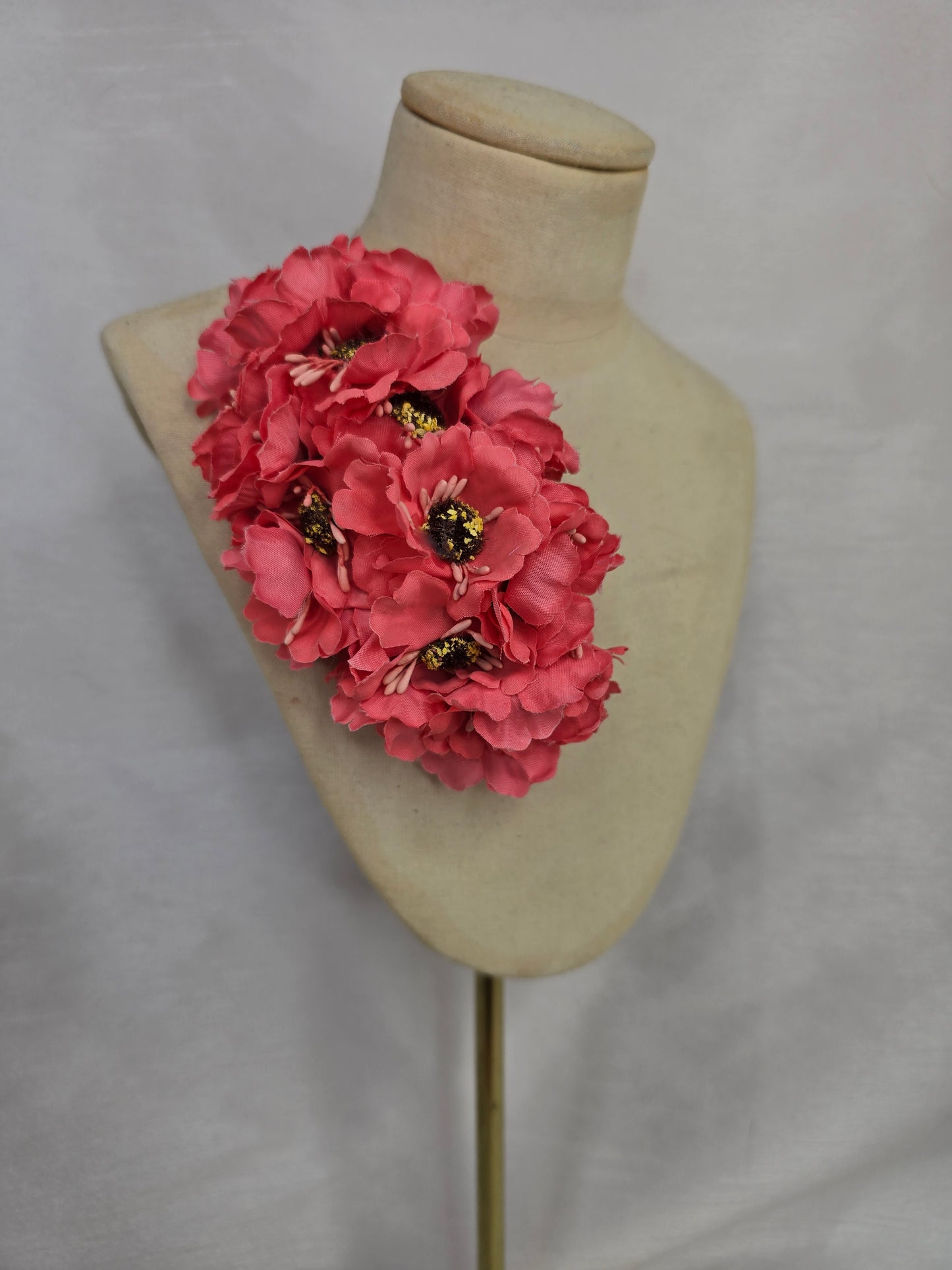 Watermelon anemone hair flower/corsage