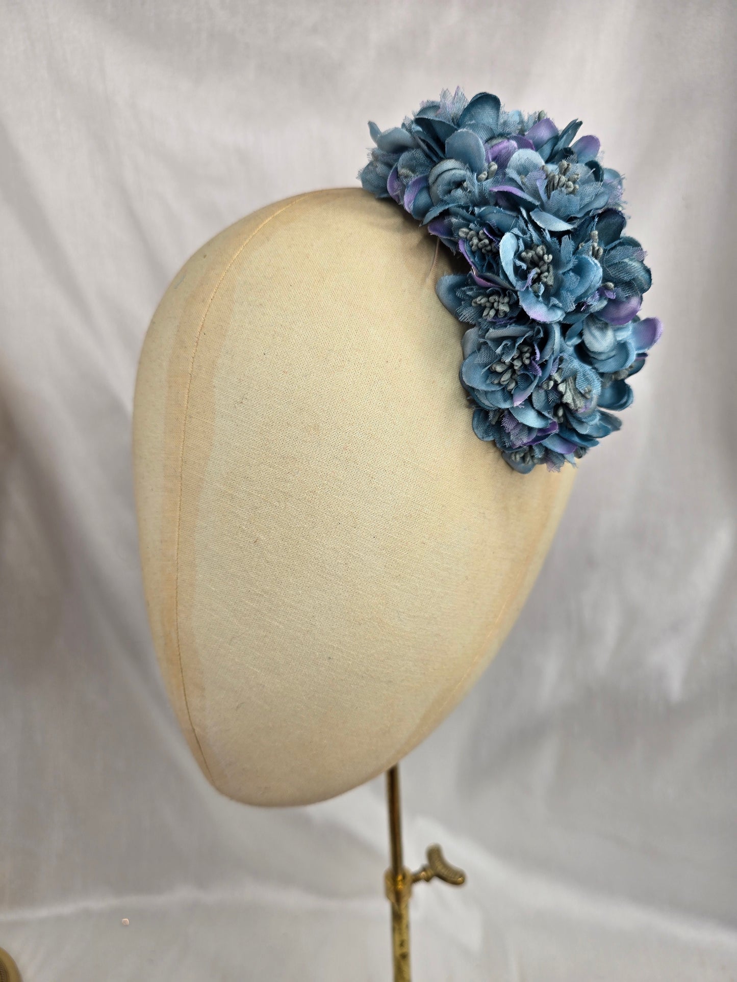 Pink and mocha stretch velvet turban with flower trim, hair flower and corsage