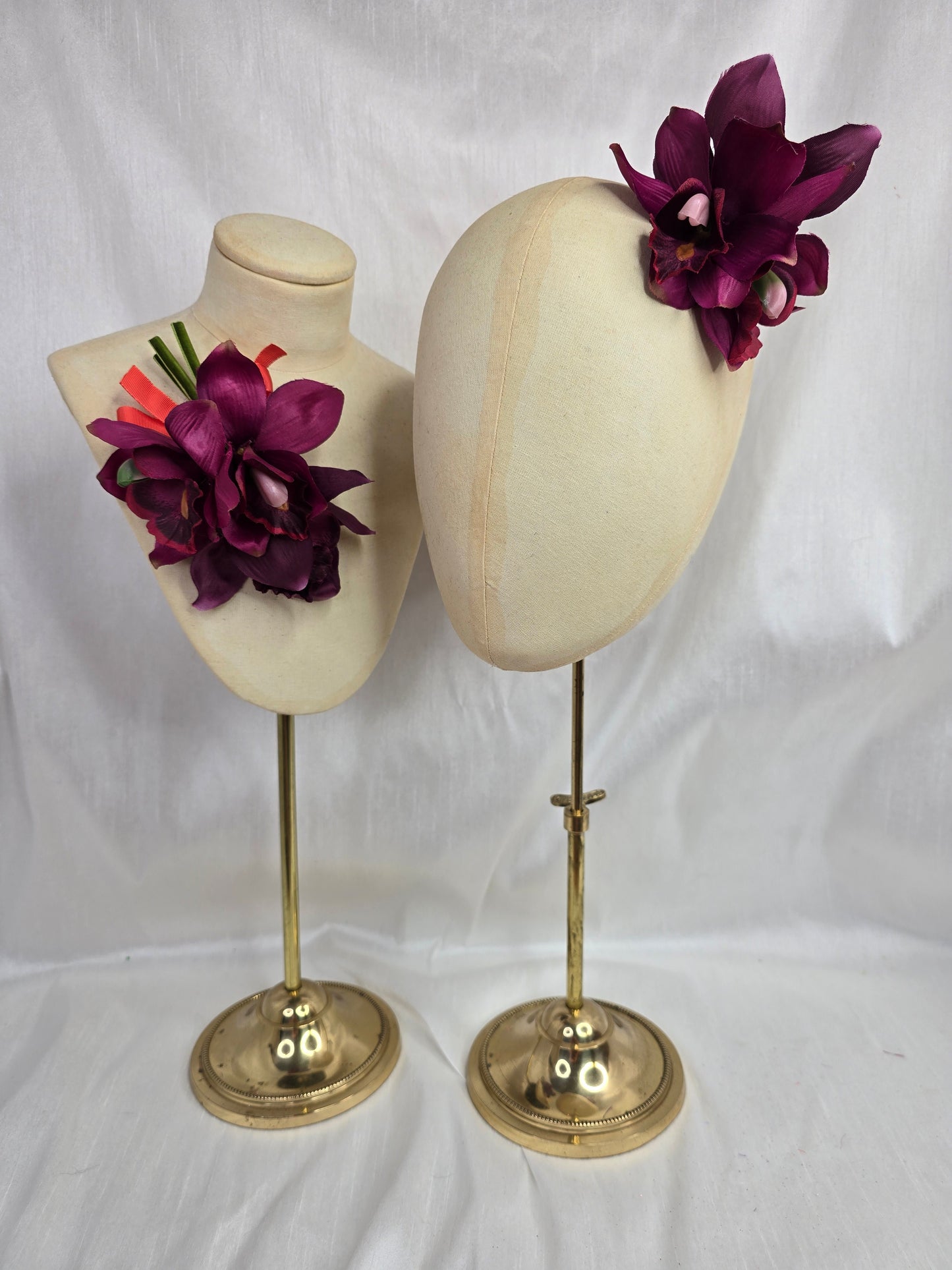 Mulberry orchid hair flower and corsage set