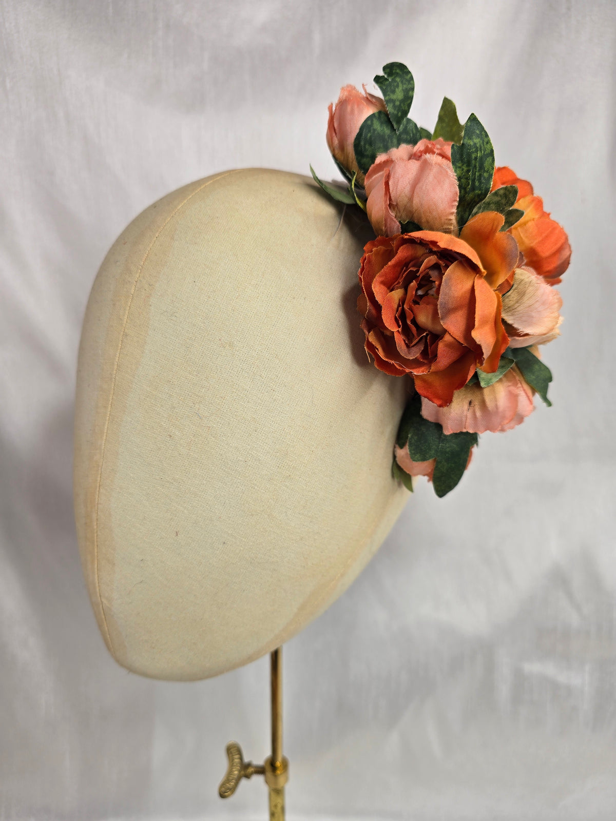 Orange rose and acorn autumn hair flower and corsage set