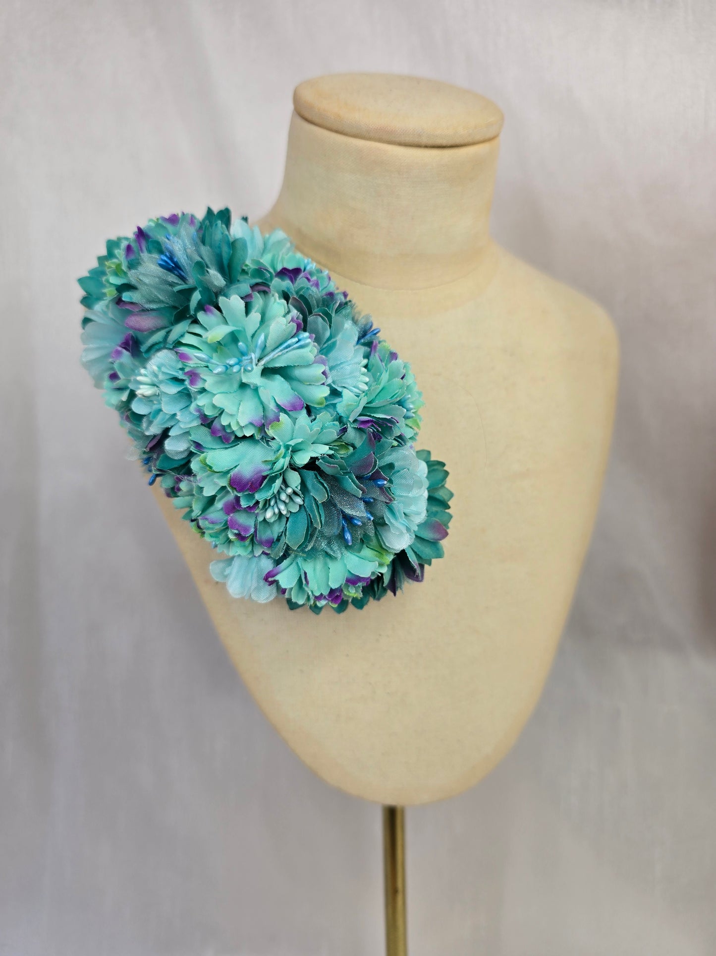 Medium aqua and teal hair flower/corsage
