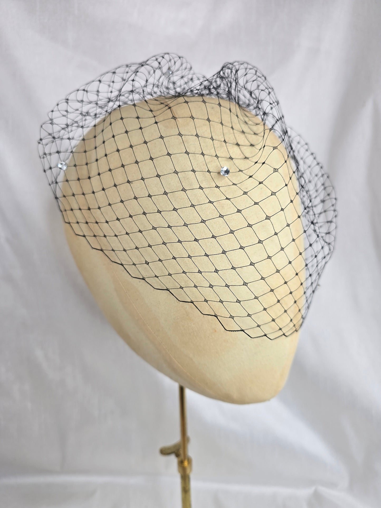 Black birdcage veil with rhinestones (made to order)