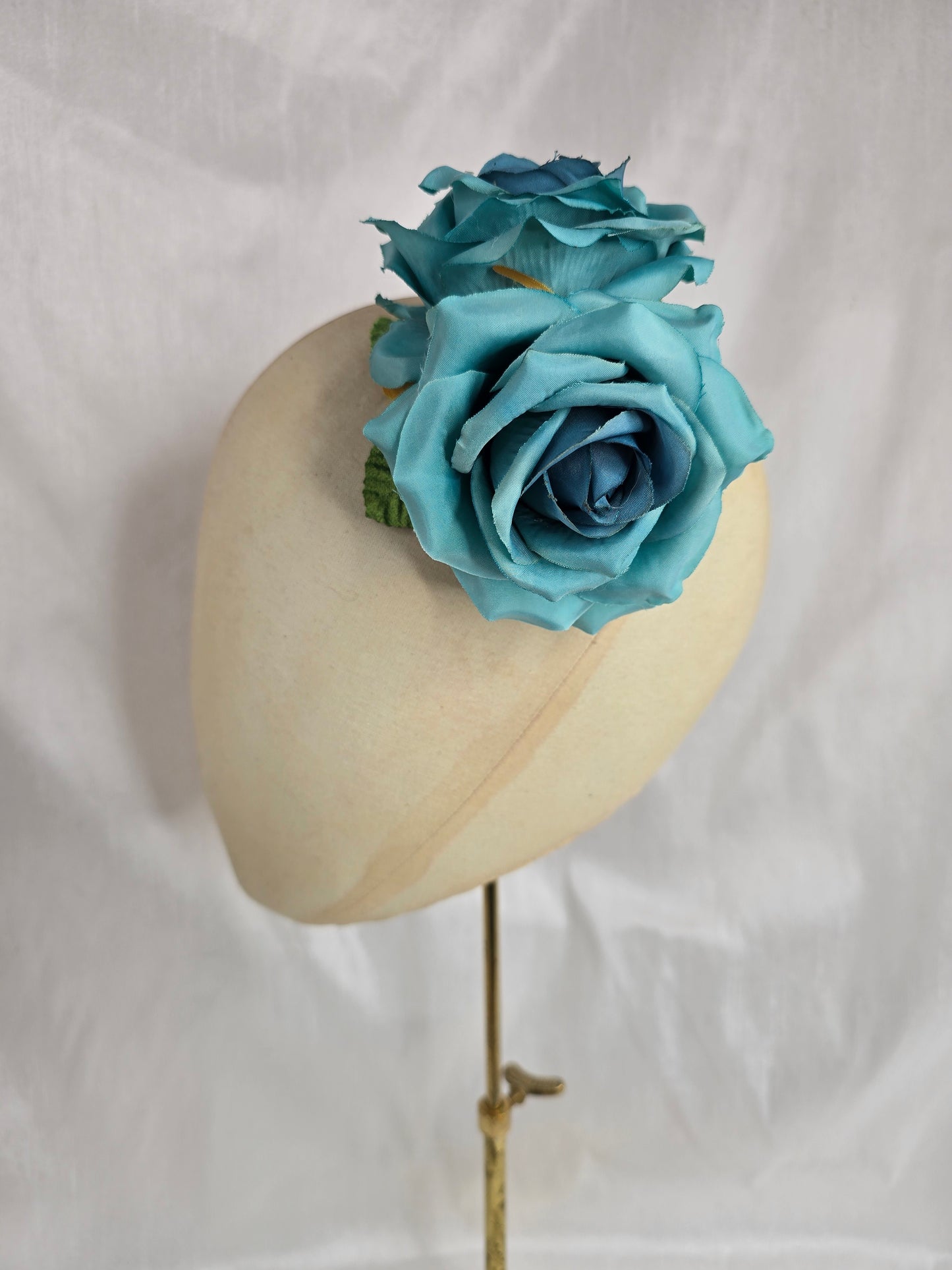 Teal rose hair flower/corsage