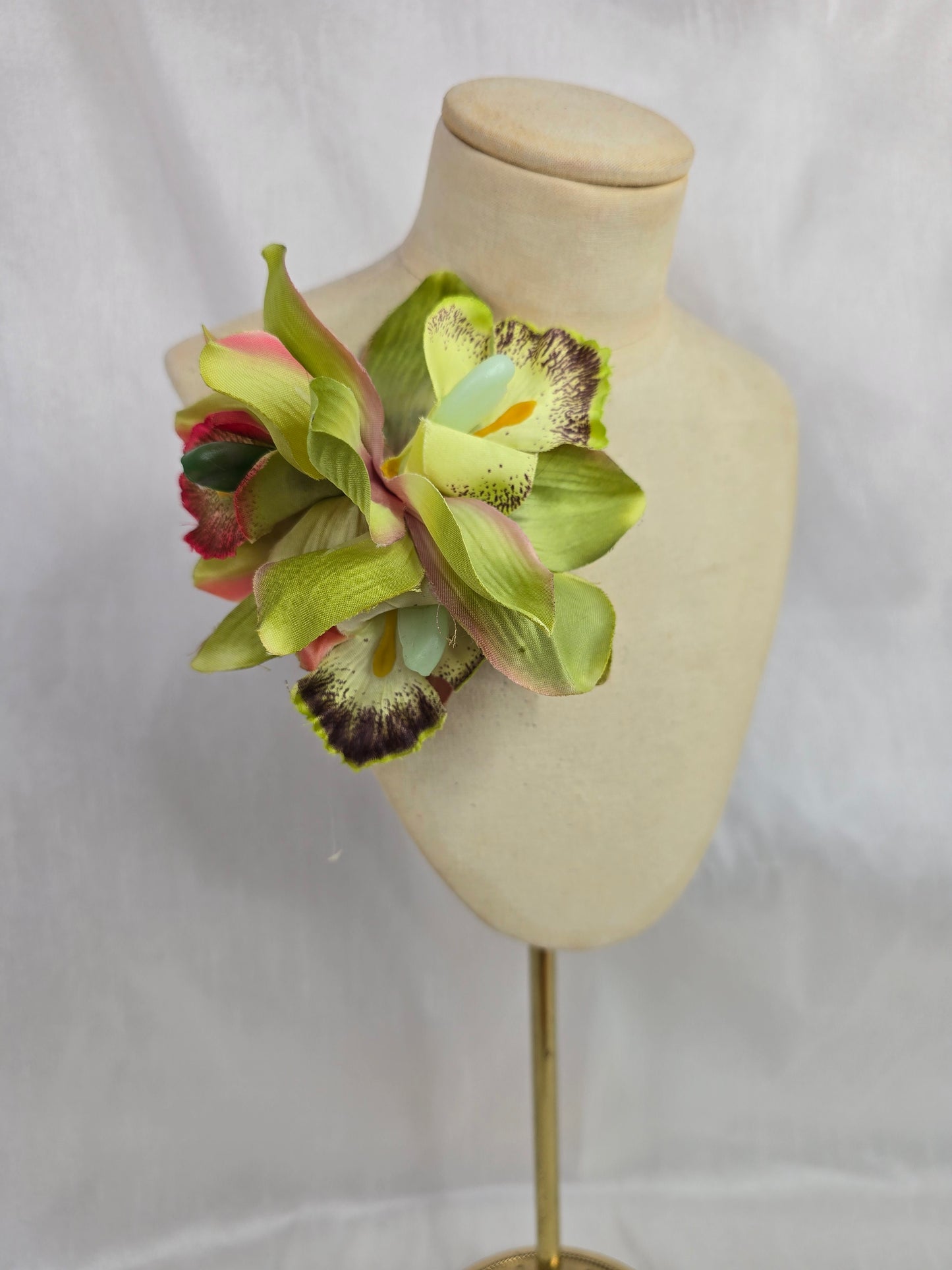 Lime green orchid hair flower and corsage set