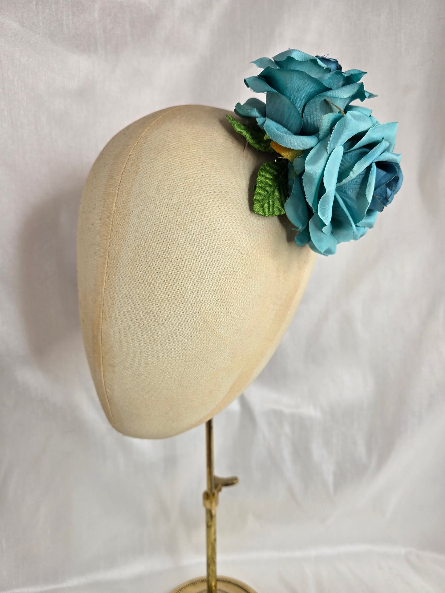 Teal rose hair flower/corsage