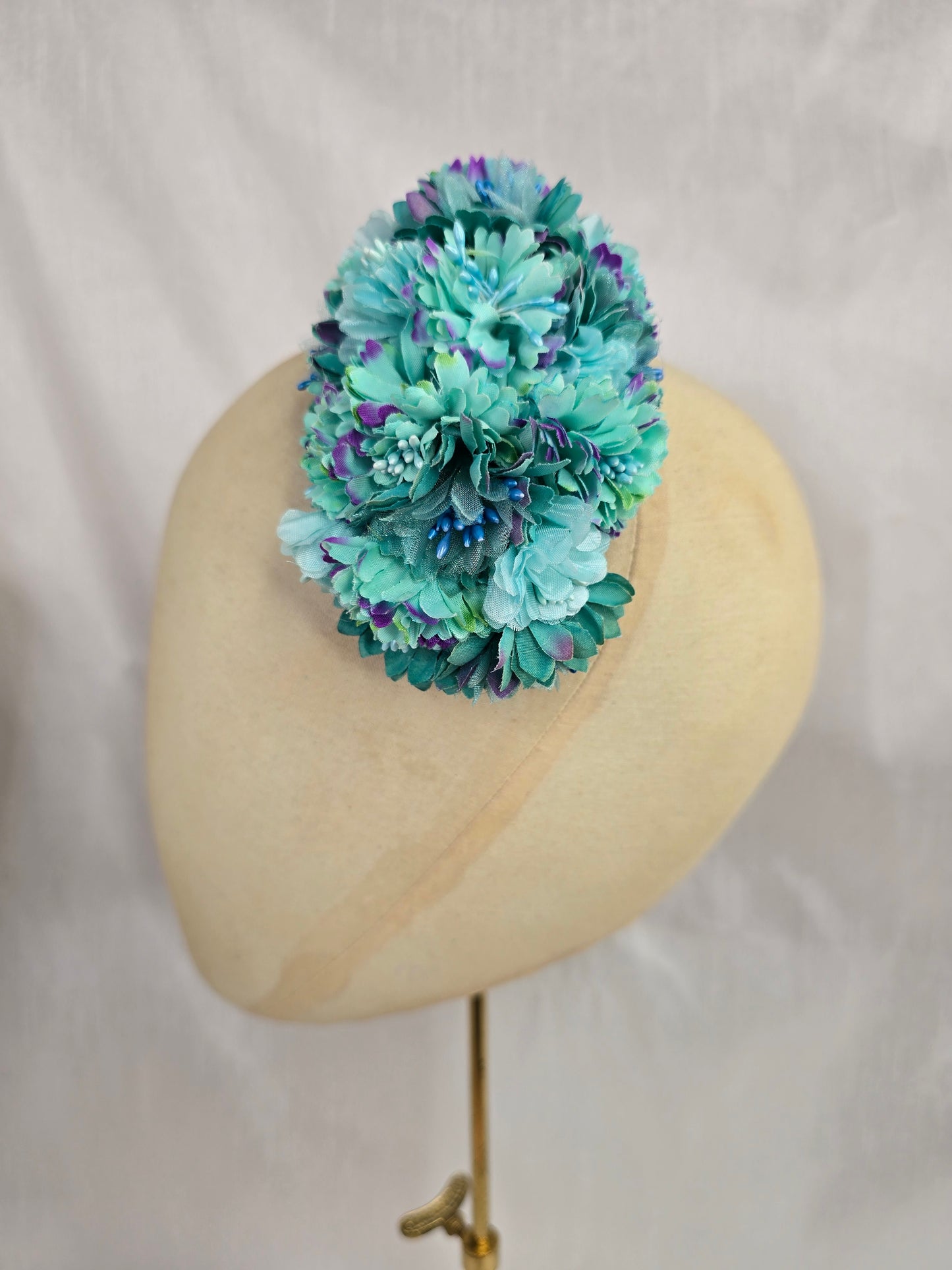 Medium aqua and teal hair flower/corsage