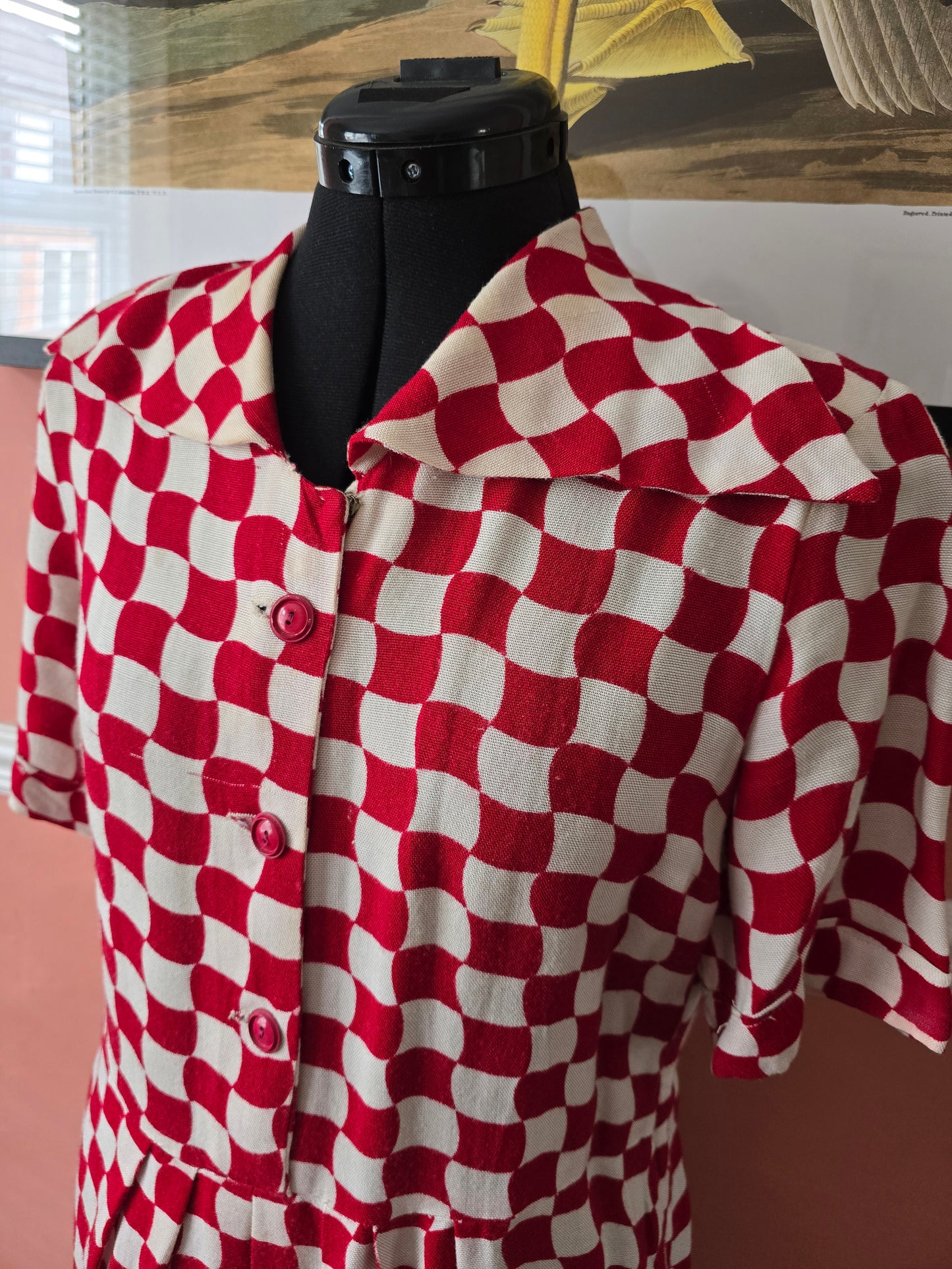 1940s statement check shirt dress size 14/16