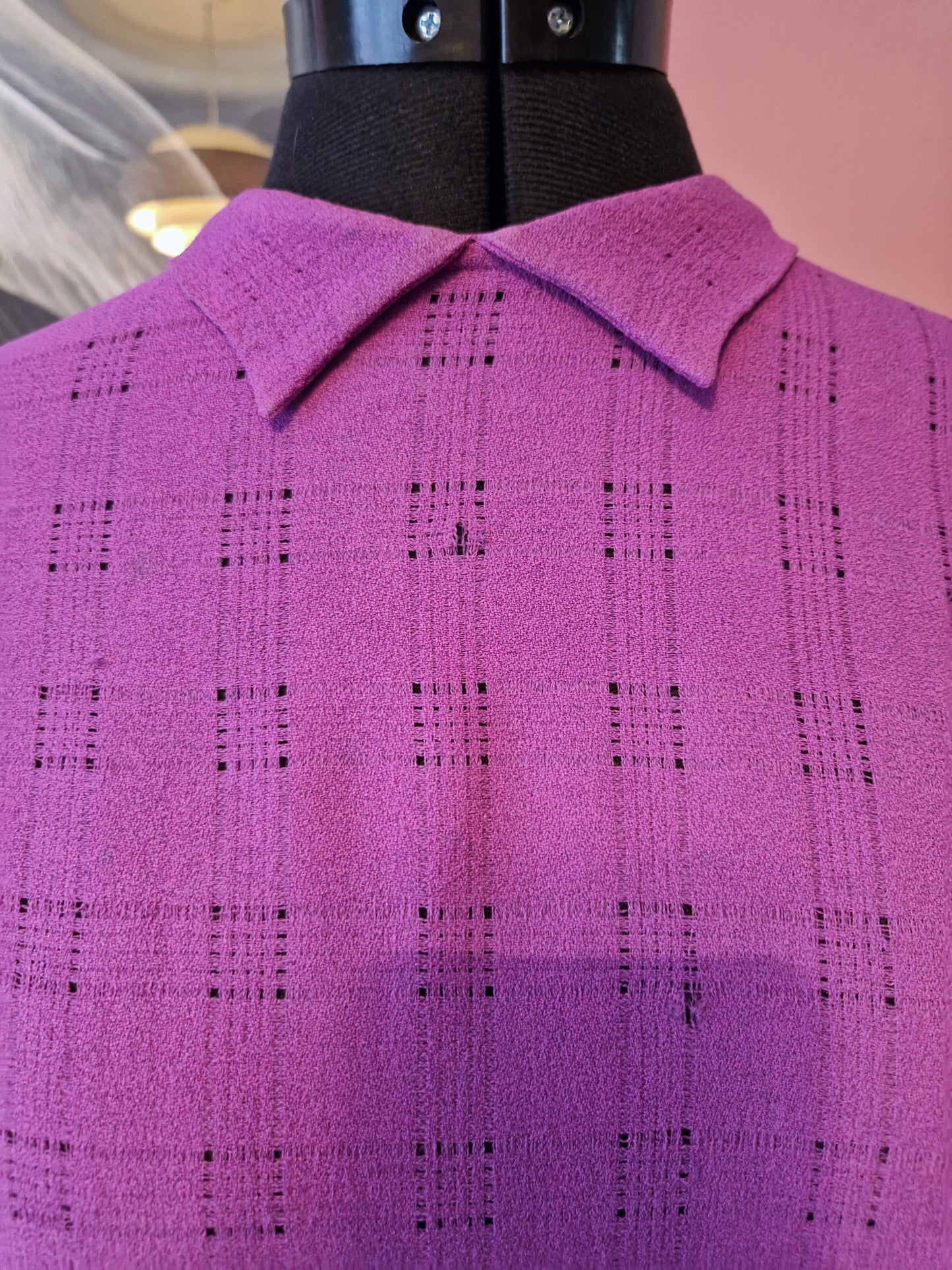 1940s purple crepe collared blouse