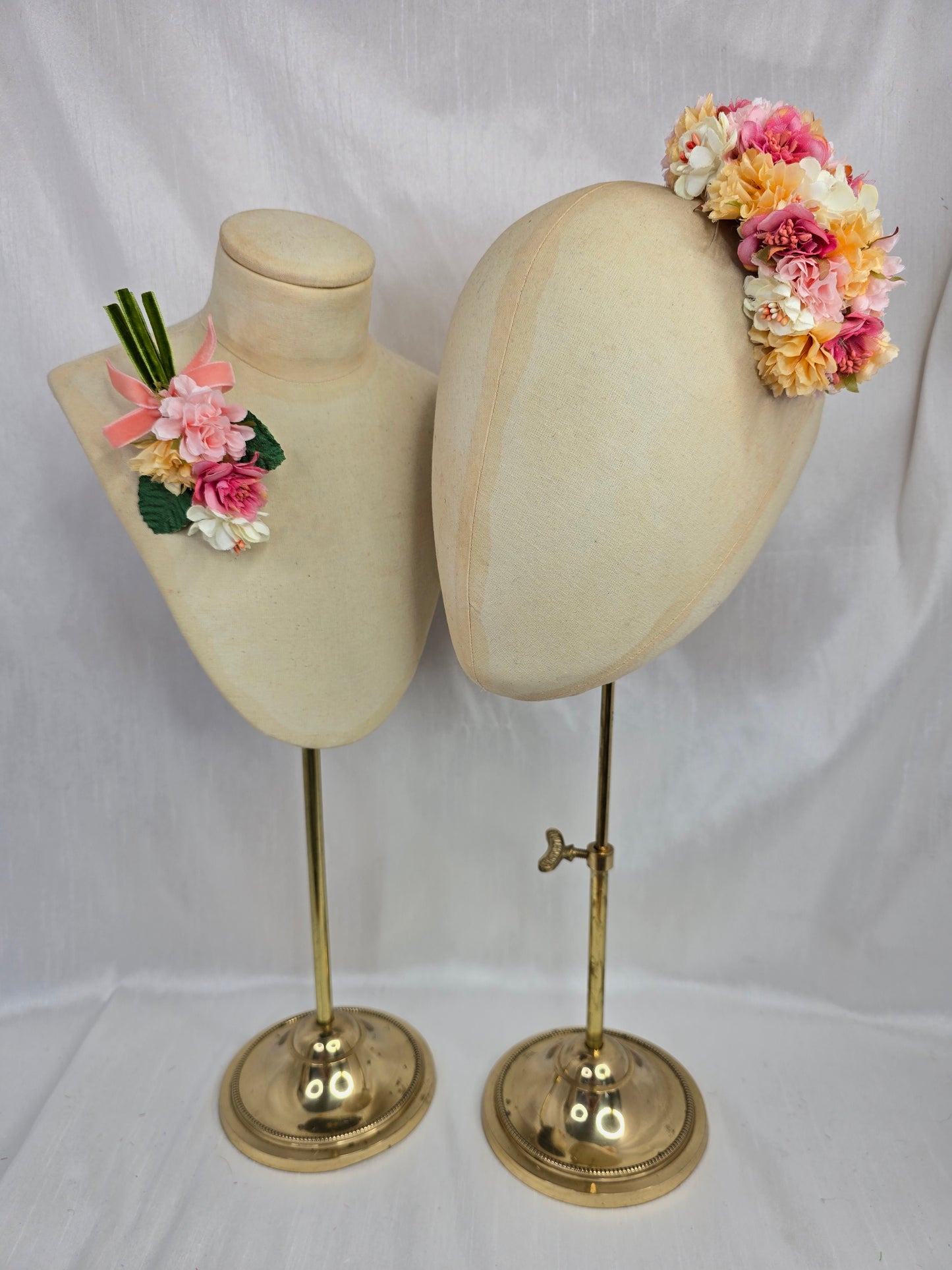 Small apricot, pink and white blossom corsage