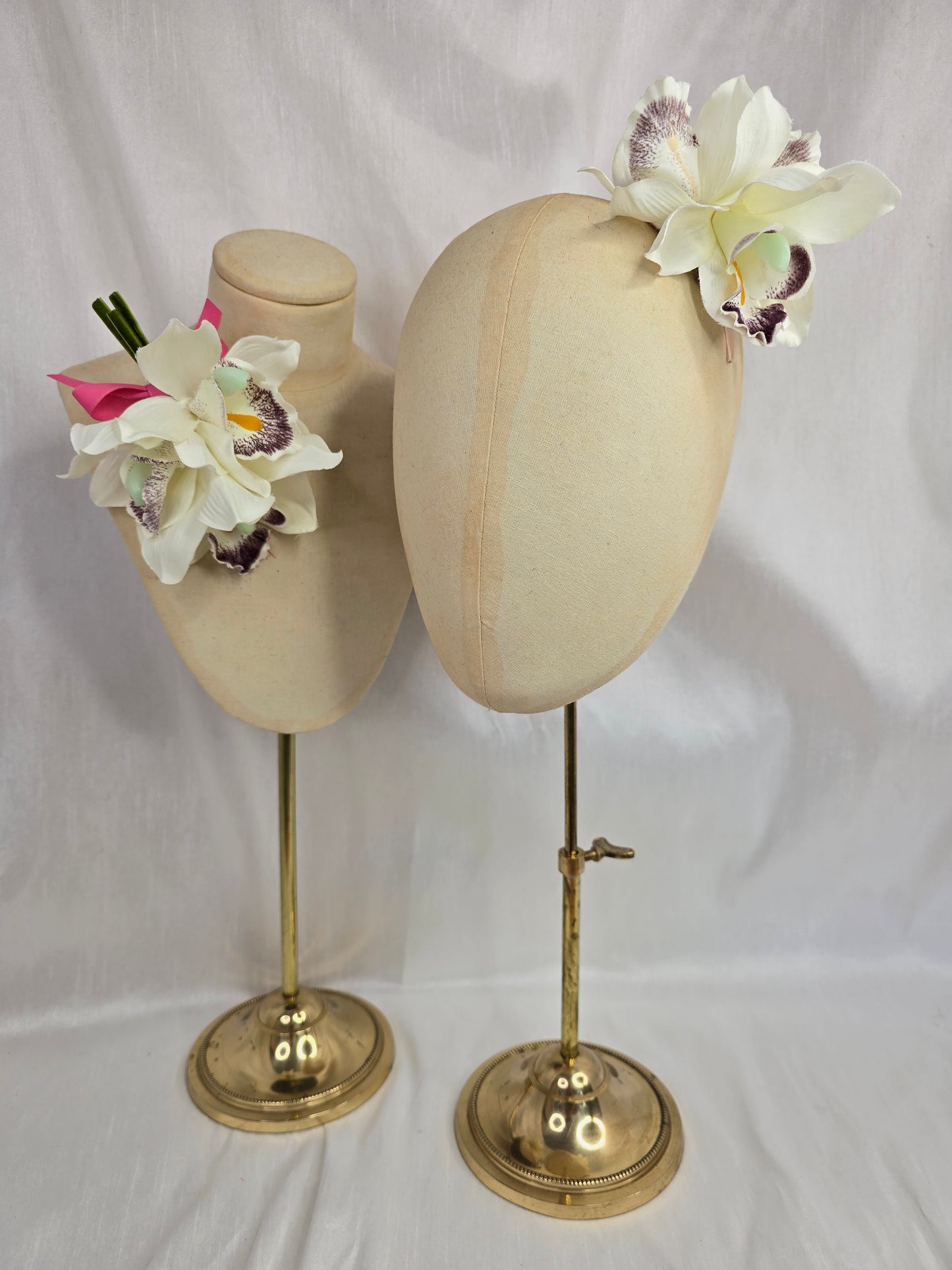 White orchid hair flower and corsage set