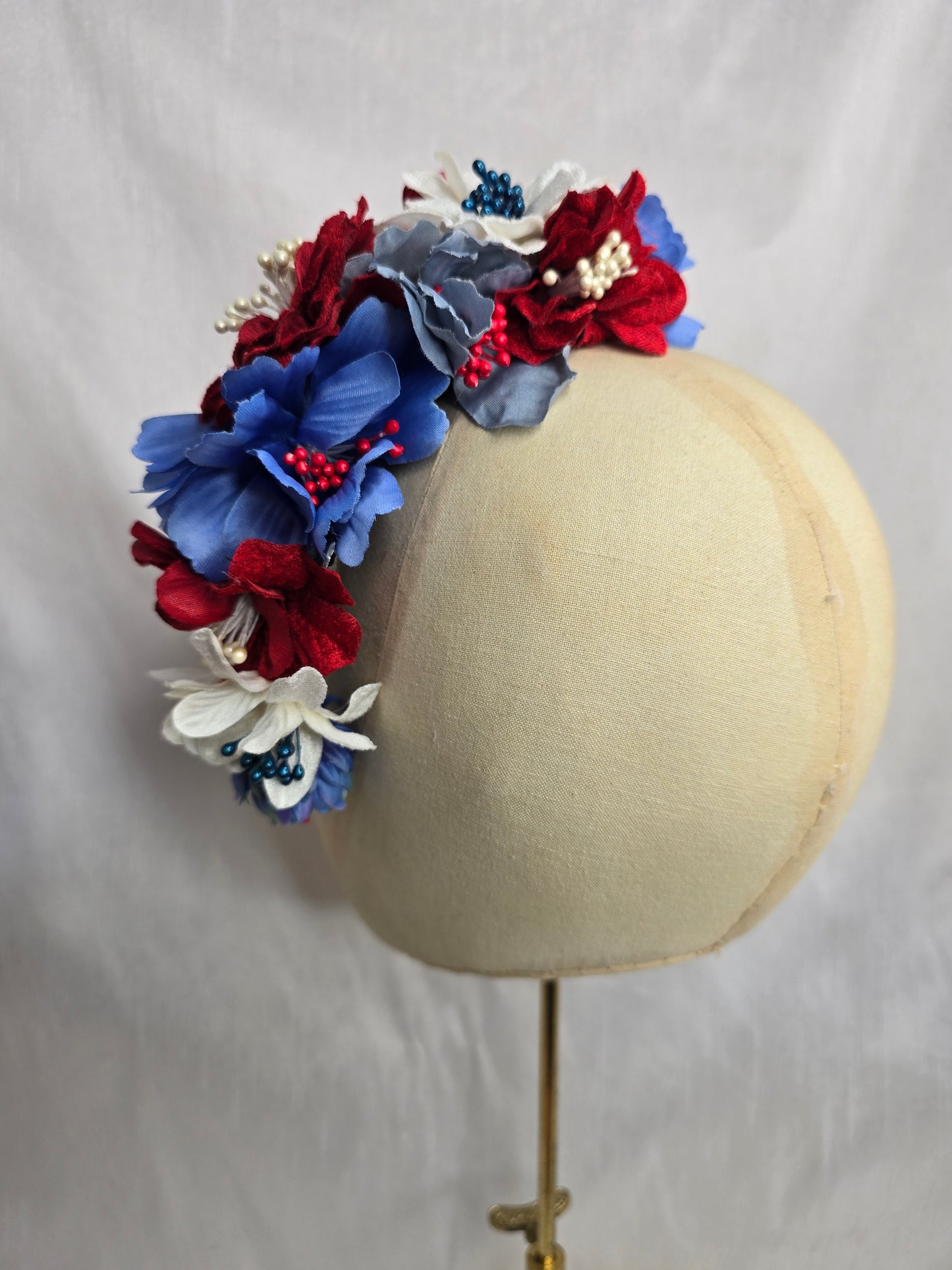 Reserved for Lisa Marie red, white and blue hair flower and corsage set