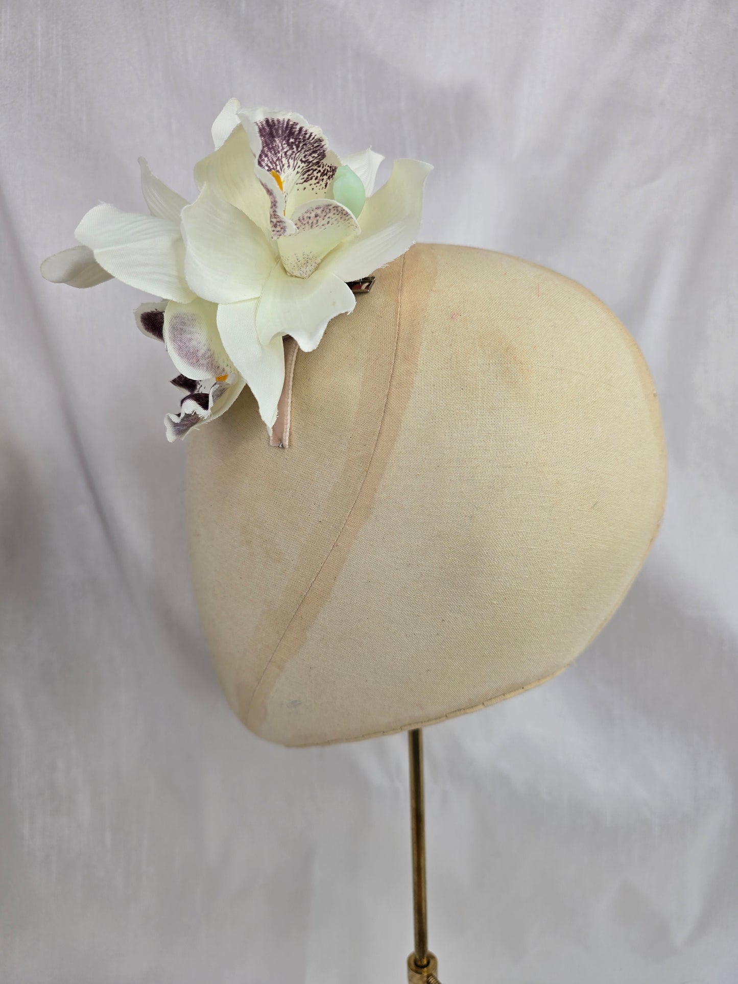 White orchid hair flower and corsage set