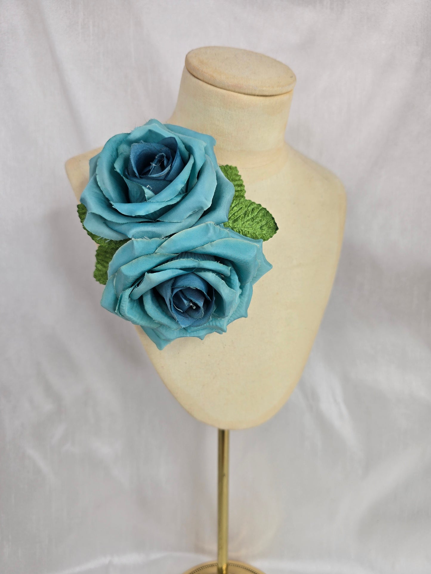 Teal rose hair flower/corsage