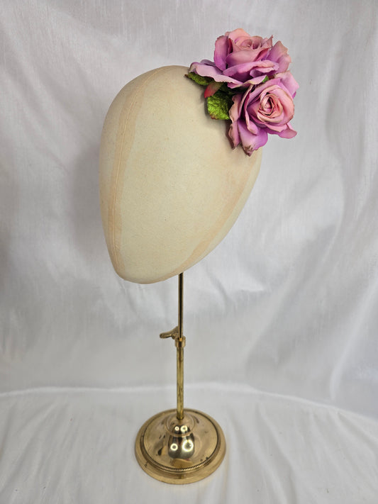 Lilac and pink rose hair flower