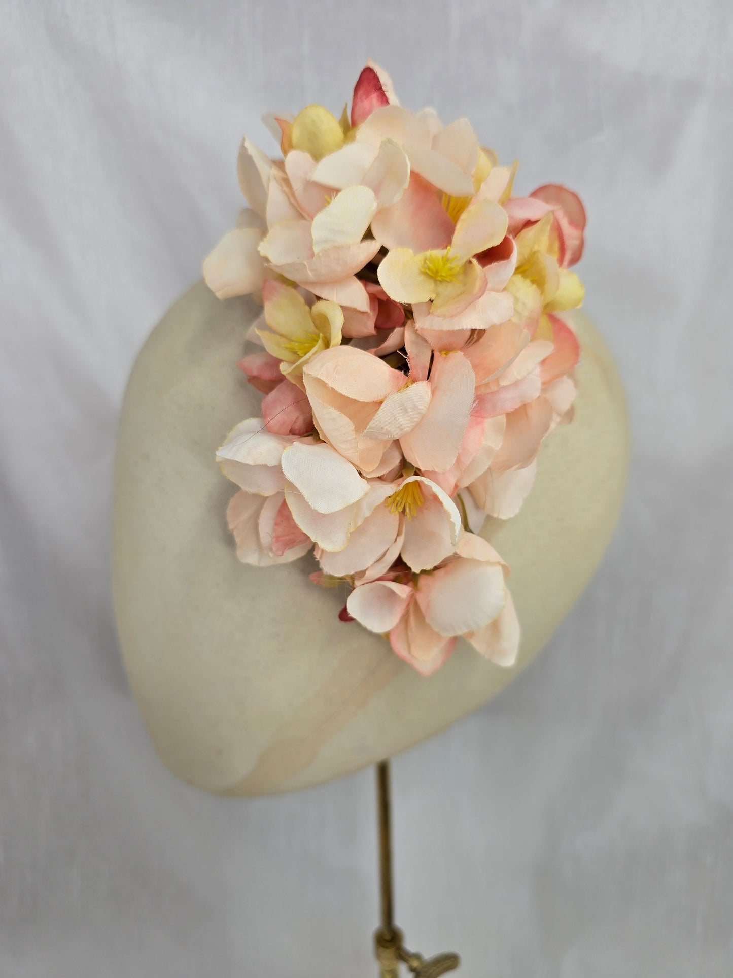Large peach and yellow cherry blossom hair flower