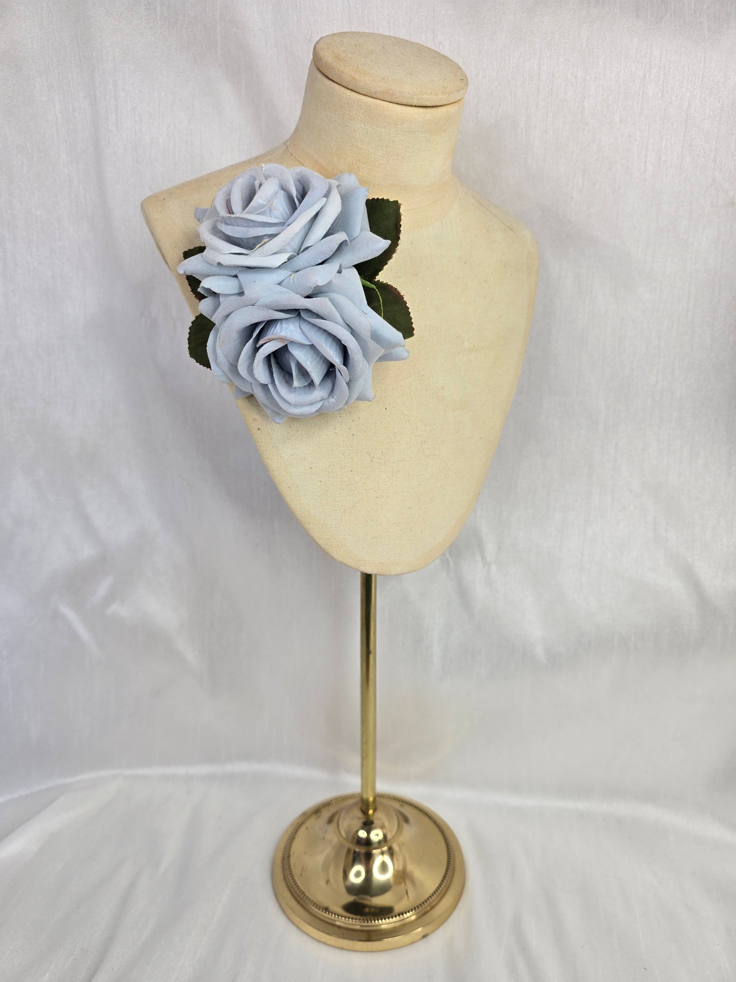 Pale blue rose hair flower