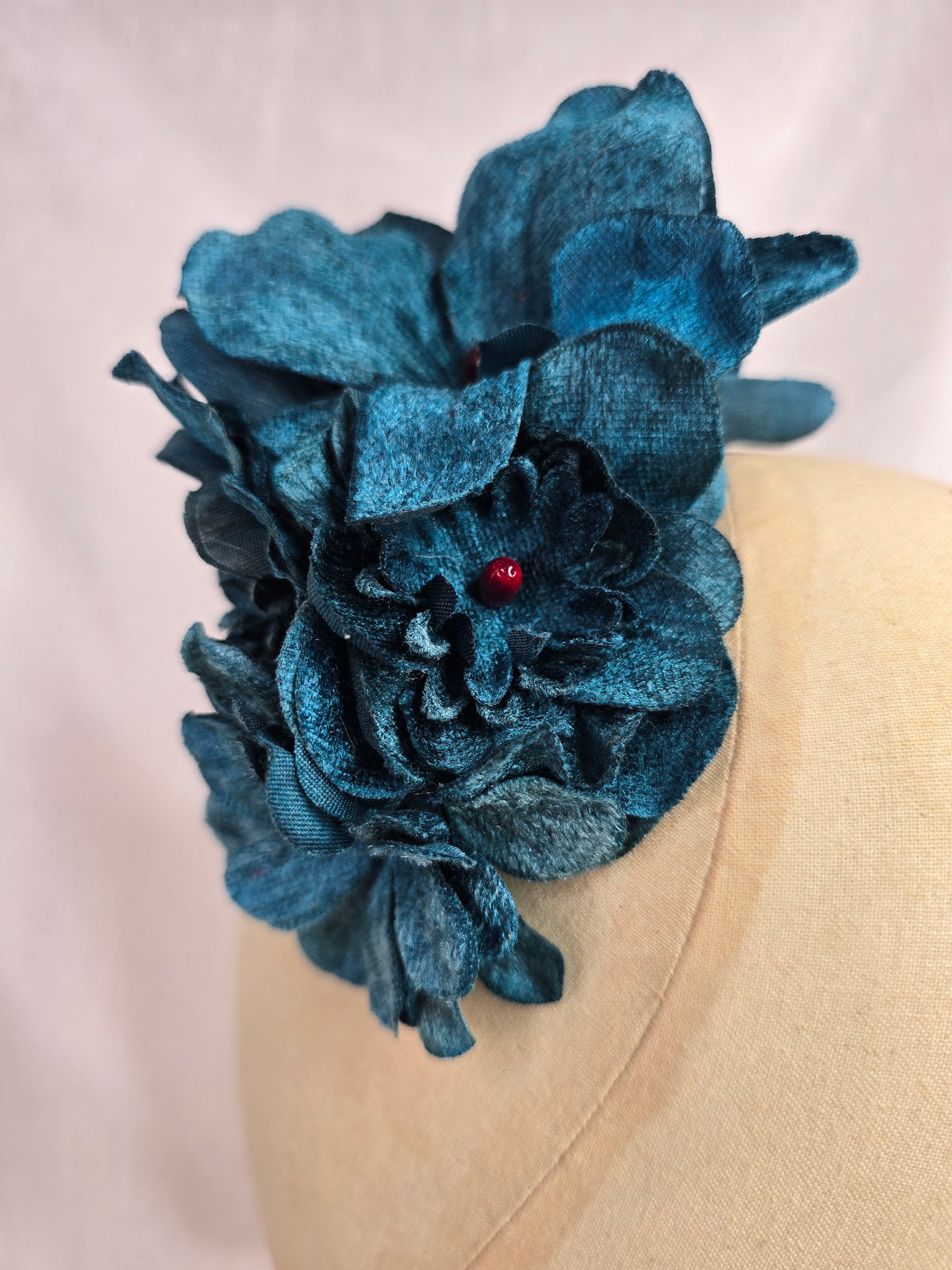 Teal velvet orchid hair flower and corsage set