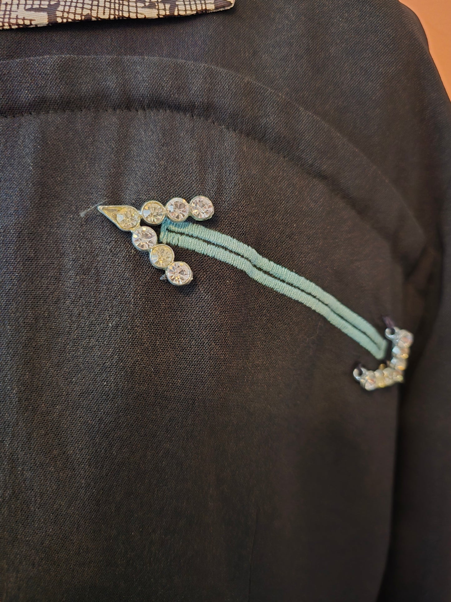 Rare late 1930s / 1940s vintage dress suit with rayon crepe bolero jacket