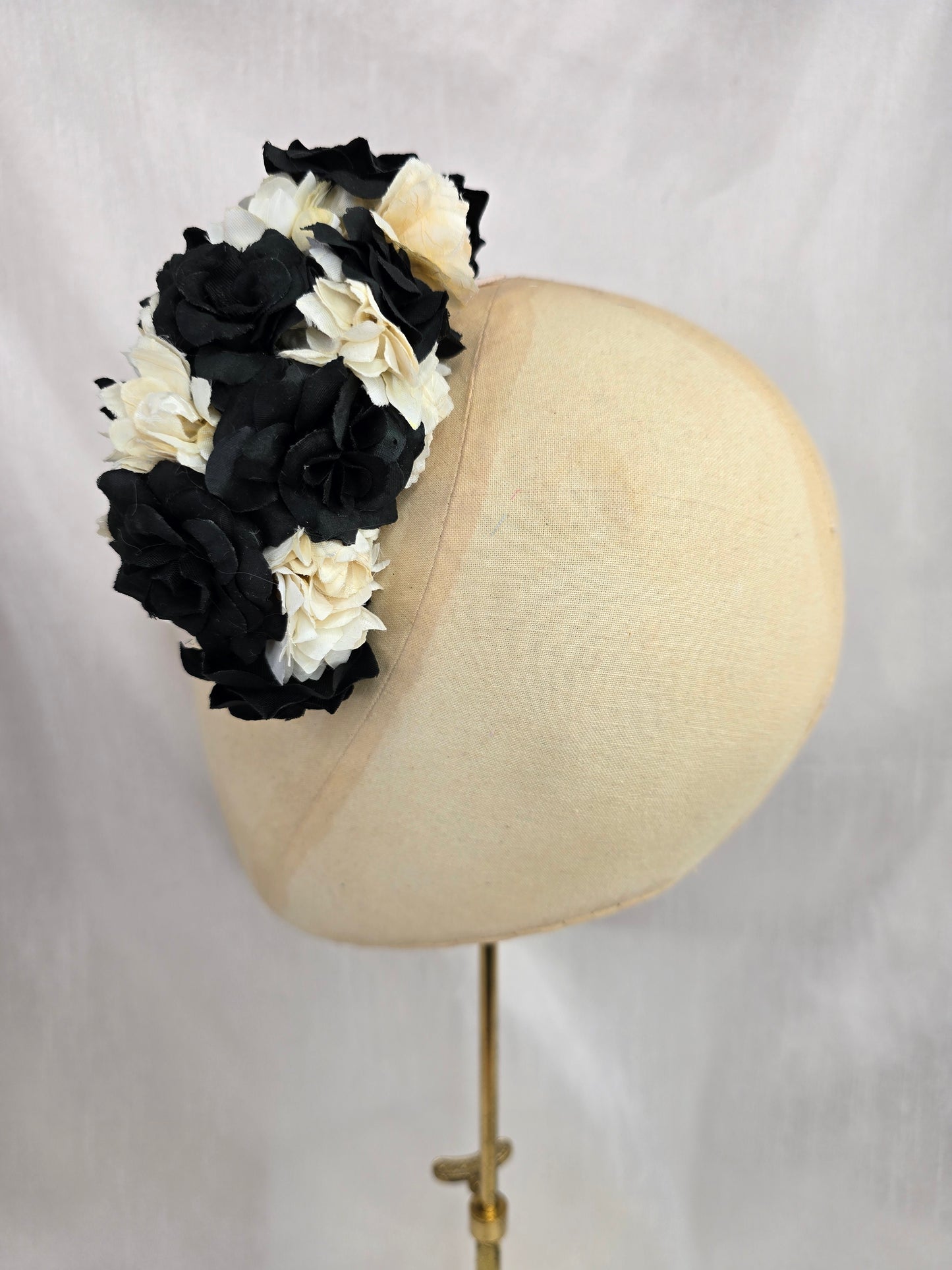 Medium black and white blossom hair flower/corsage