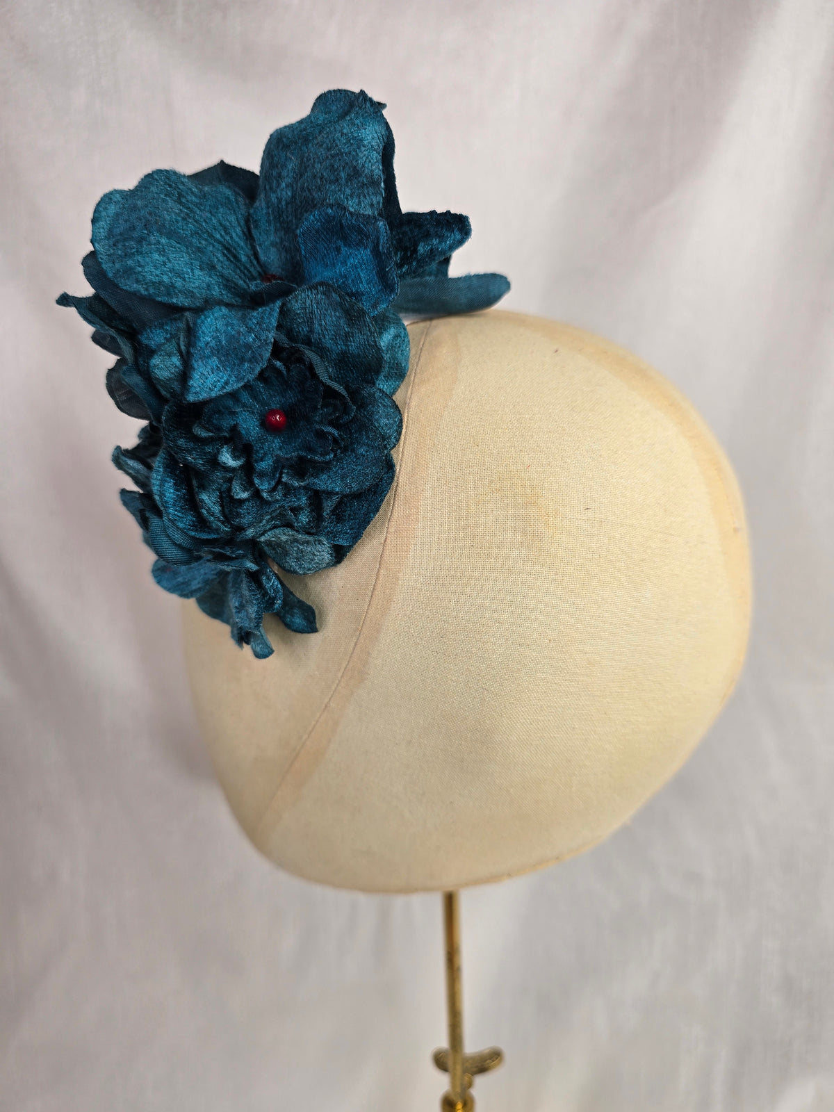 Teal velvet orchid hair flower and corsage set