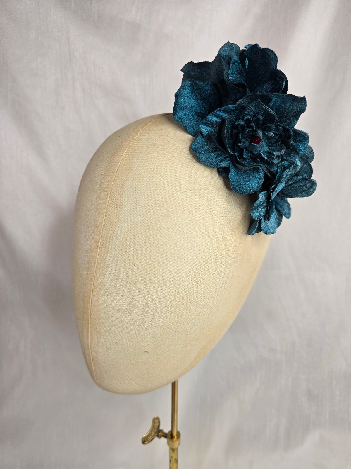 Teal velvet orchid hair flower and corsage set