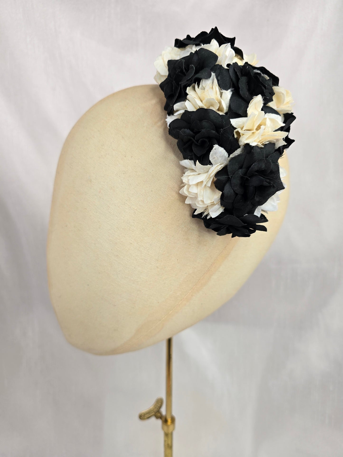 Medium black and white blossom hair flower/corsage