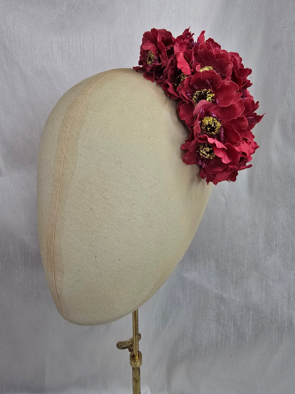 Autumn red anemone hair flower/corsage