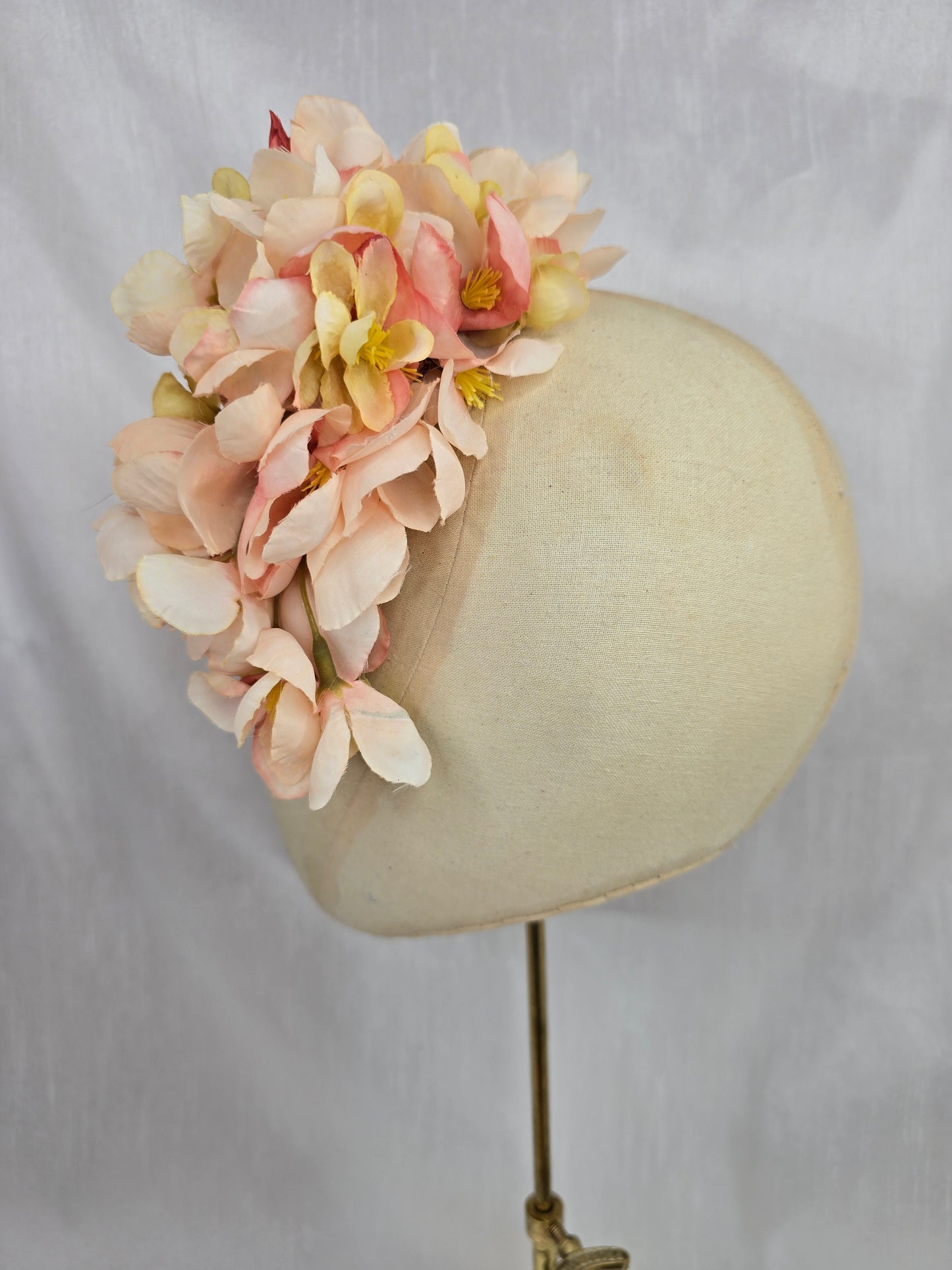 Large peach and yellow cherry blossom hair flower