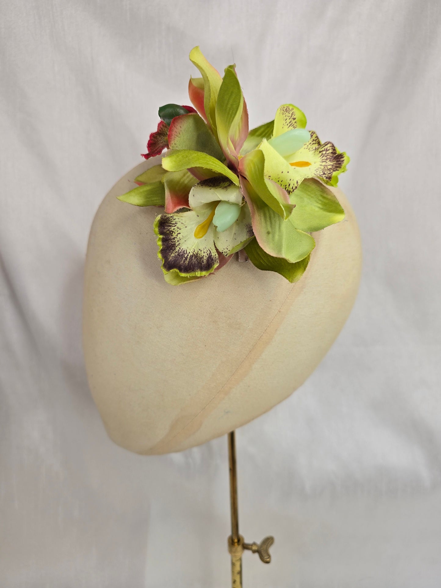 Lime green orchid hair flower and corsage set