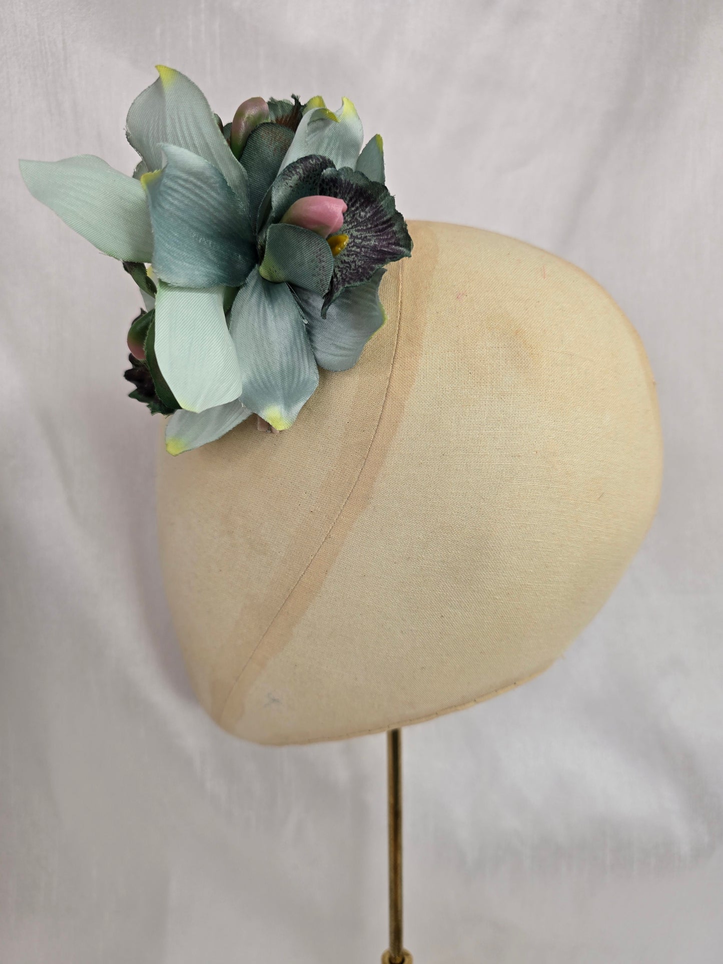 Duck egg orchid hair flower and corsage set
