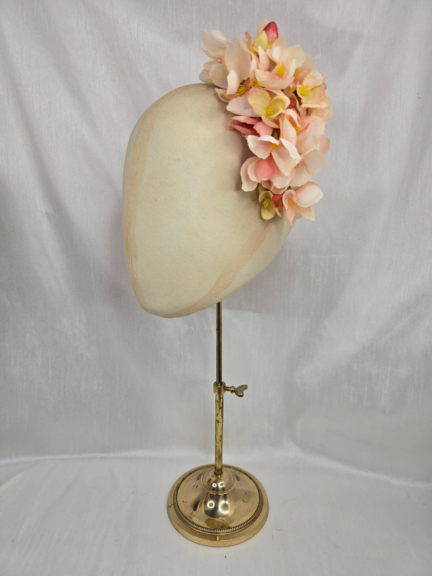 Large peach and yellow cherry blossom hair flower