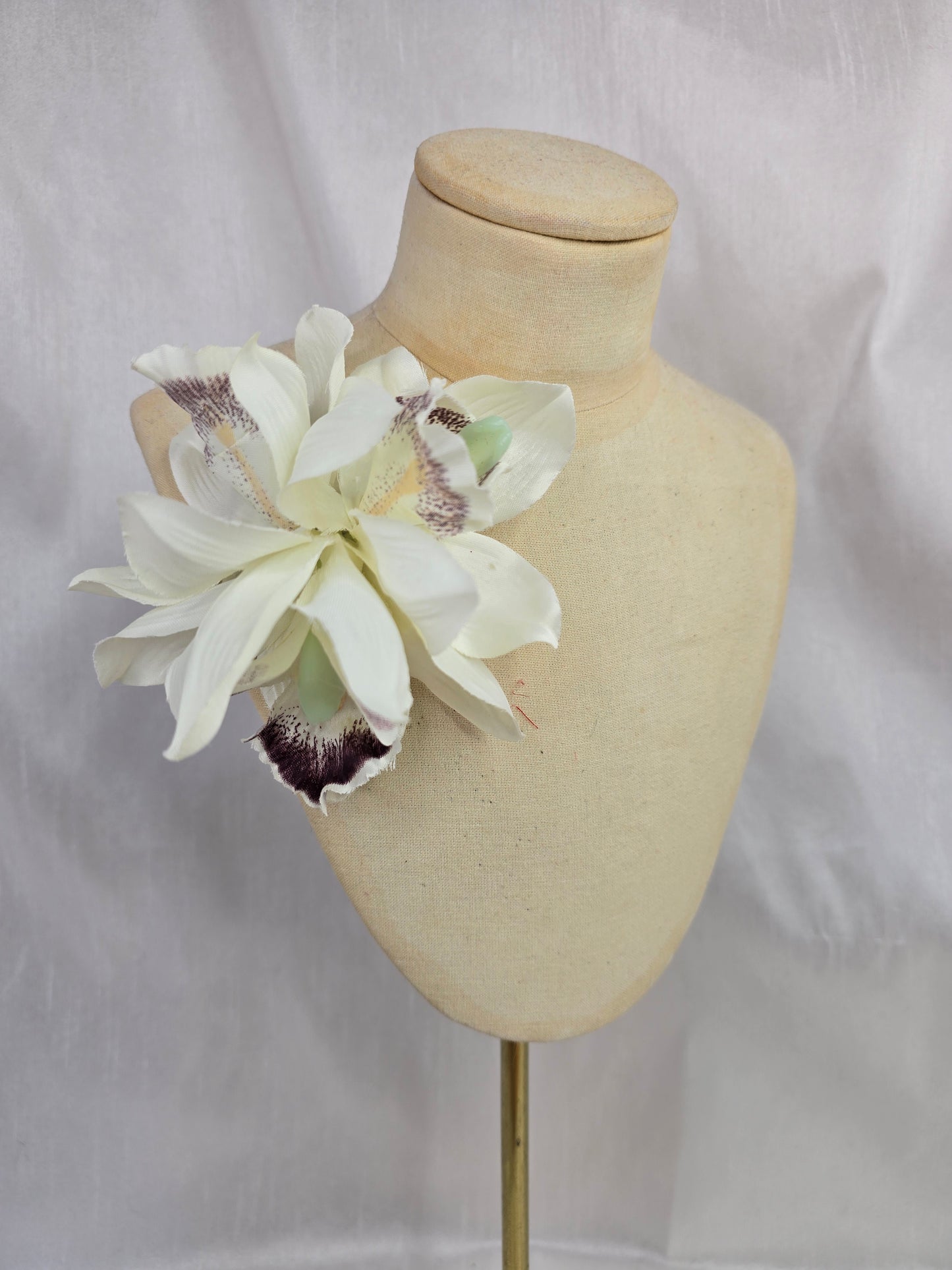 White orchid hair flower and corsage set