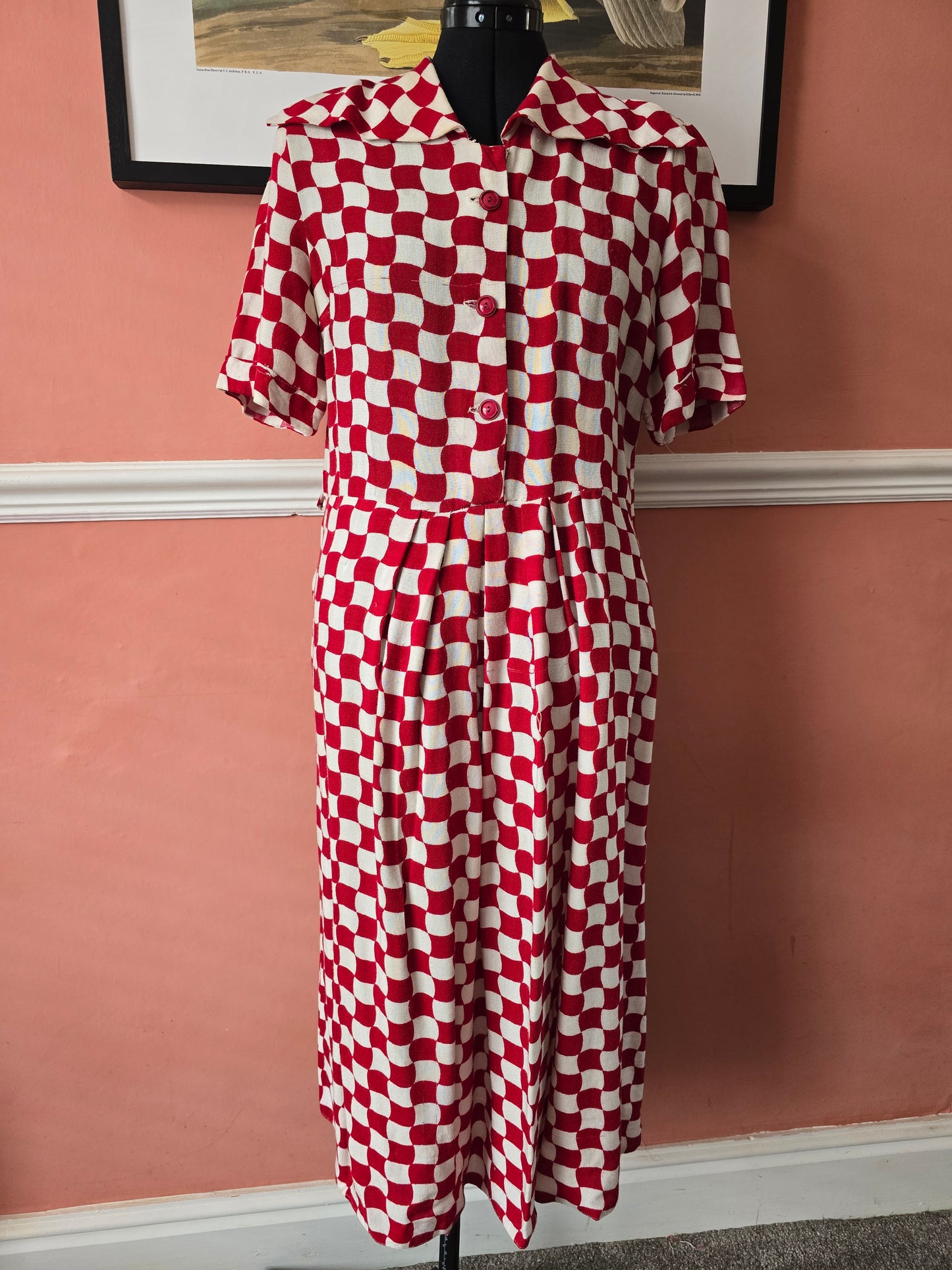 1940s statement check shirt dress size 14/16