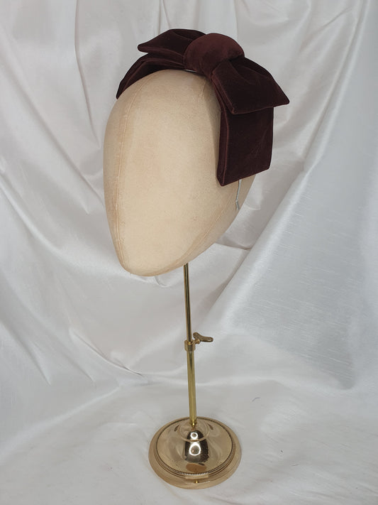 Chocolate brown velvet hair bow (made to order)