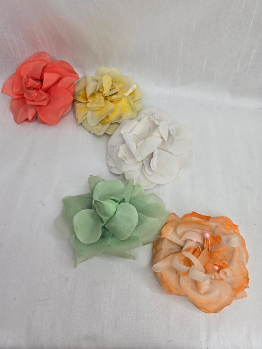 Set of 5 mix & match true vintage hair flowers/corsages - brights