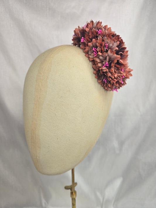 Burnt peach blossom hair flower/corsage
