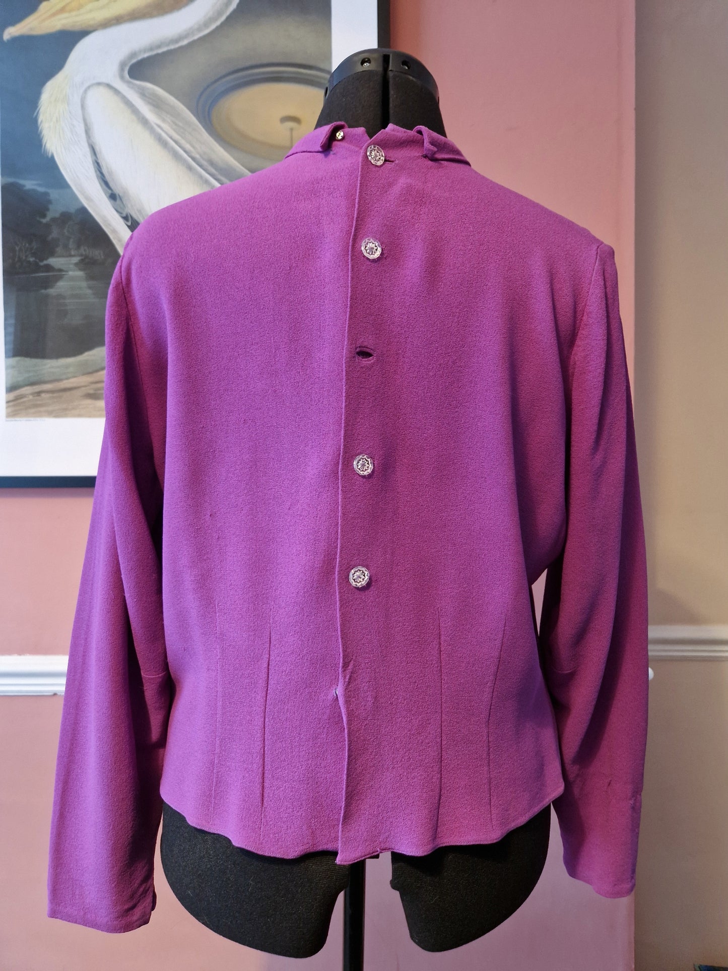 1940s purple crepe collared blouse