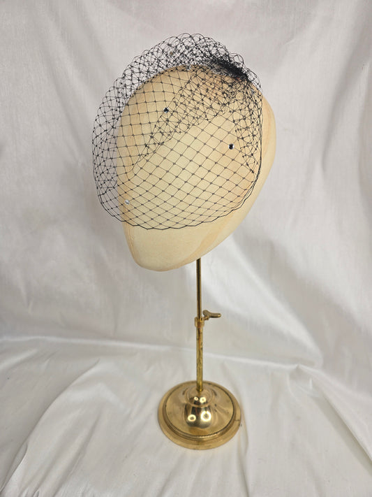 Black birdcage veil with rhinestones (made to order)