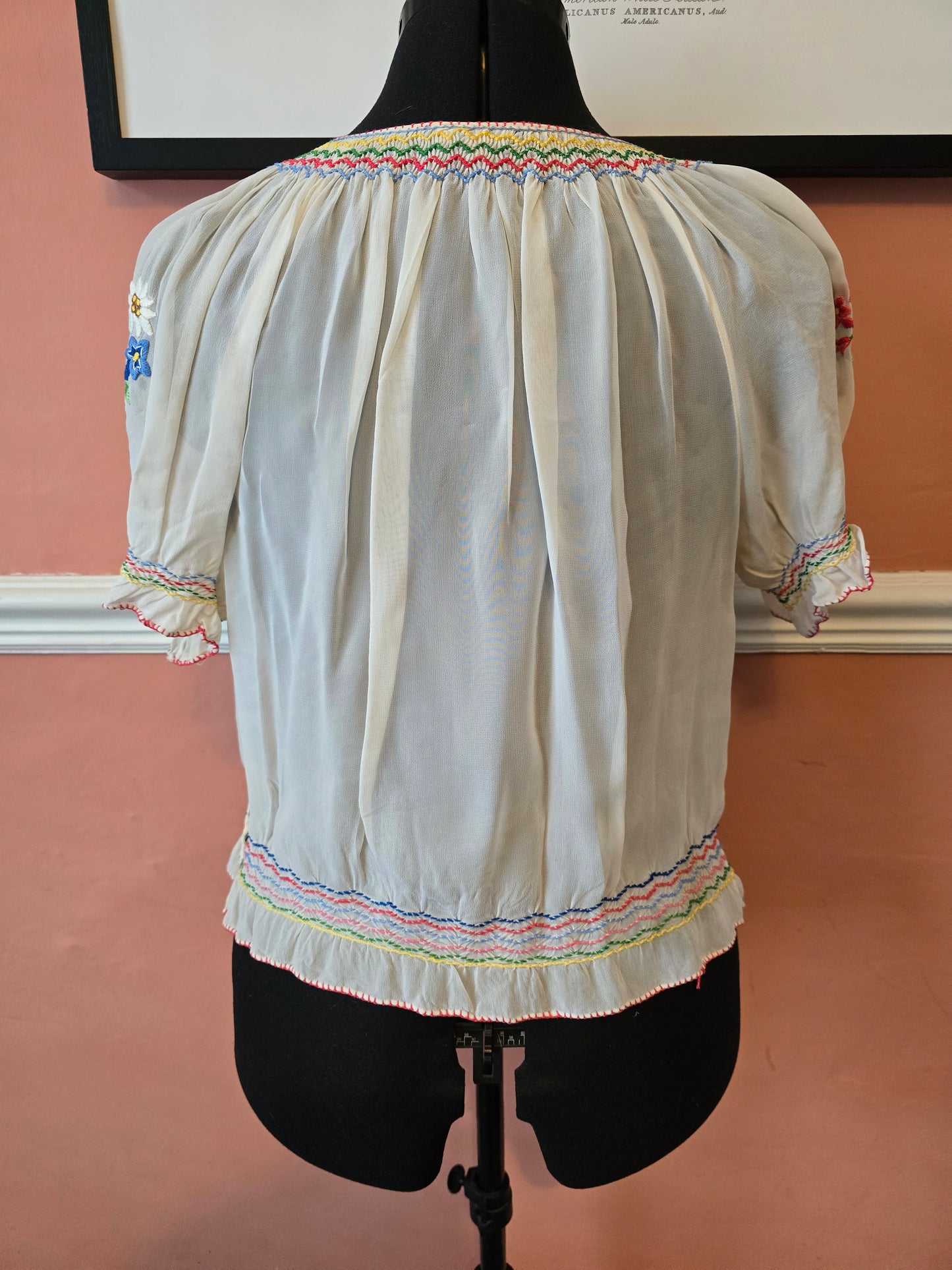 1940s embroidered peasant top