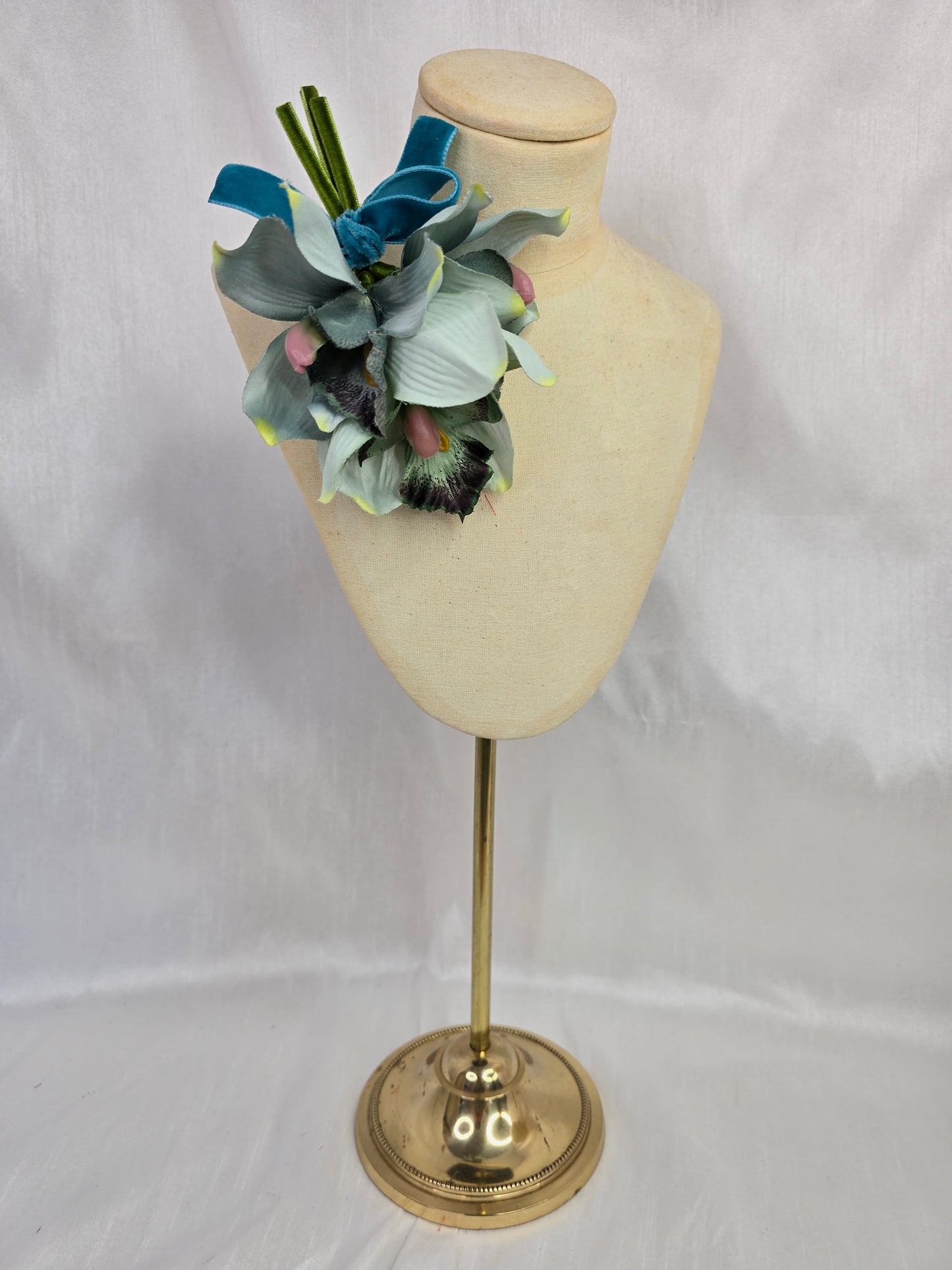Duck egg orchid hair flower and corsage set