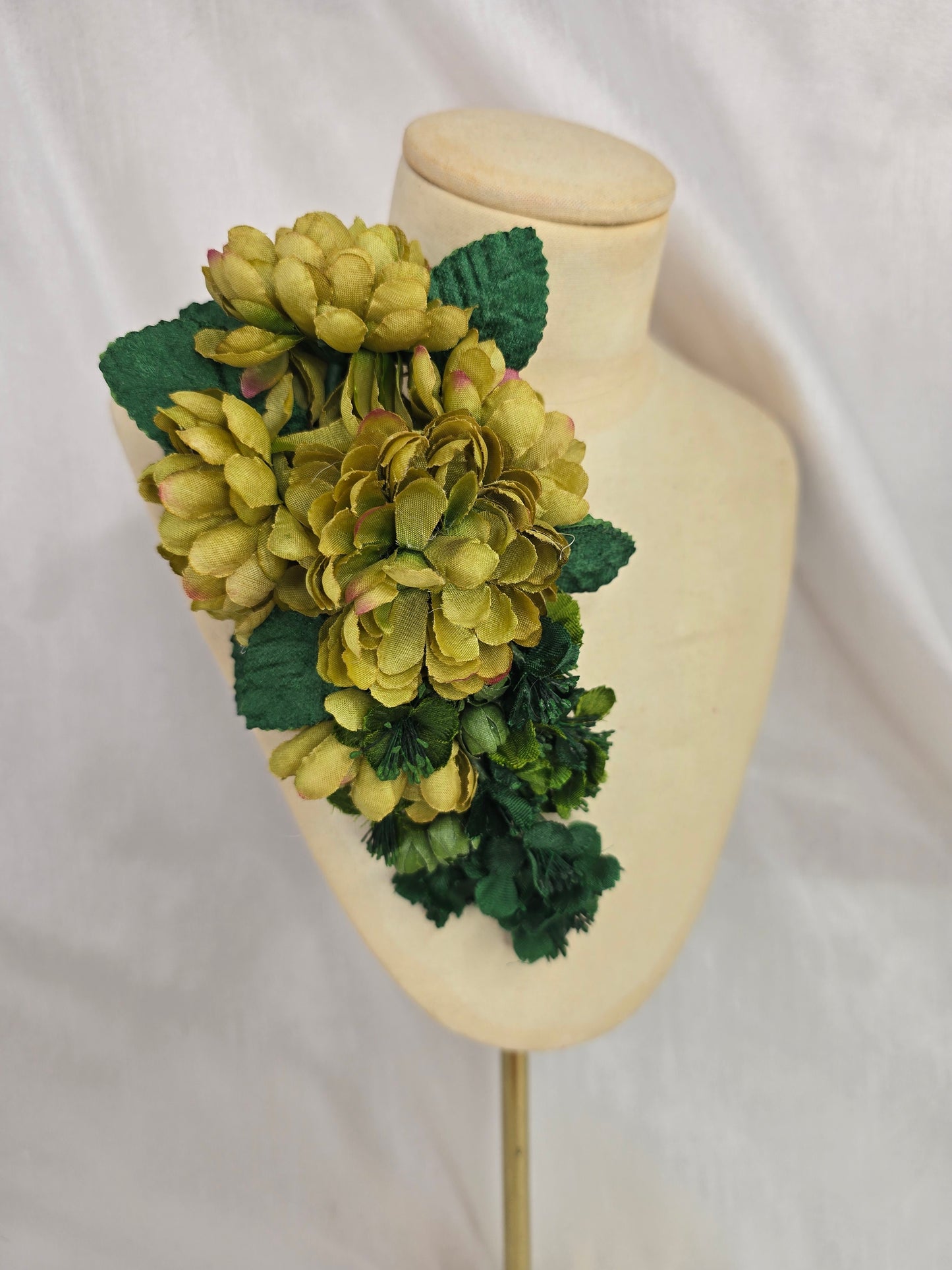 Green two tone turban with corsage