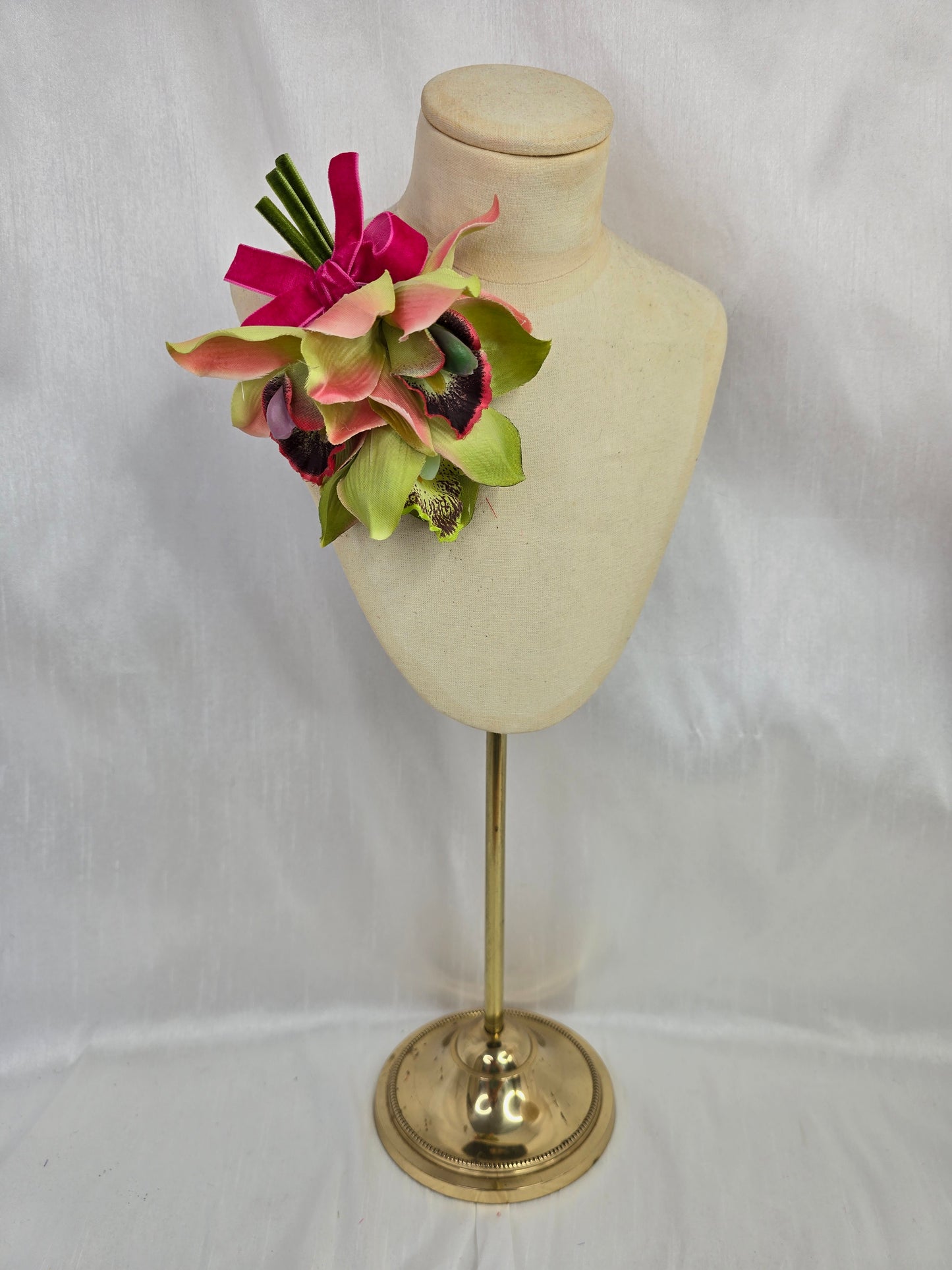 Lime green orchid hair flower and corsage set