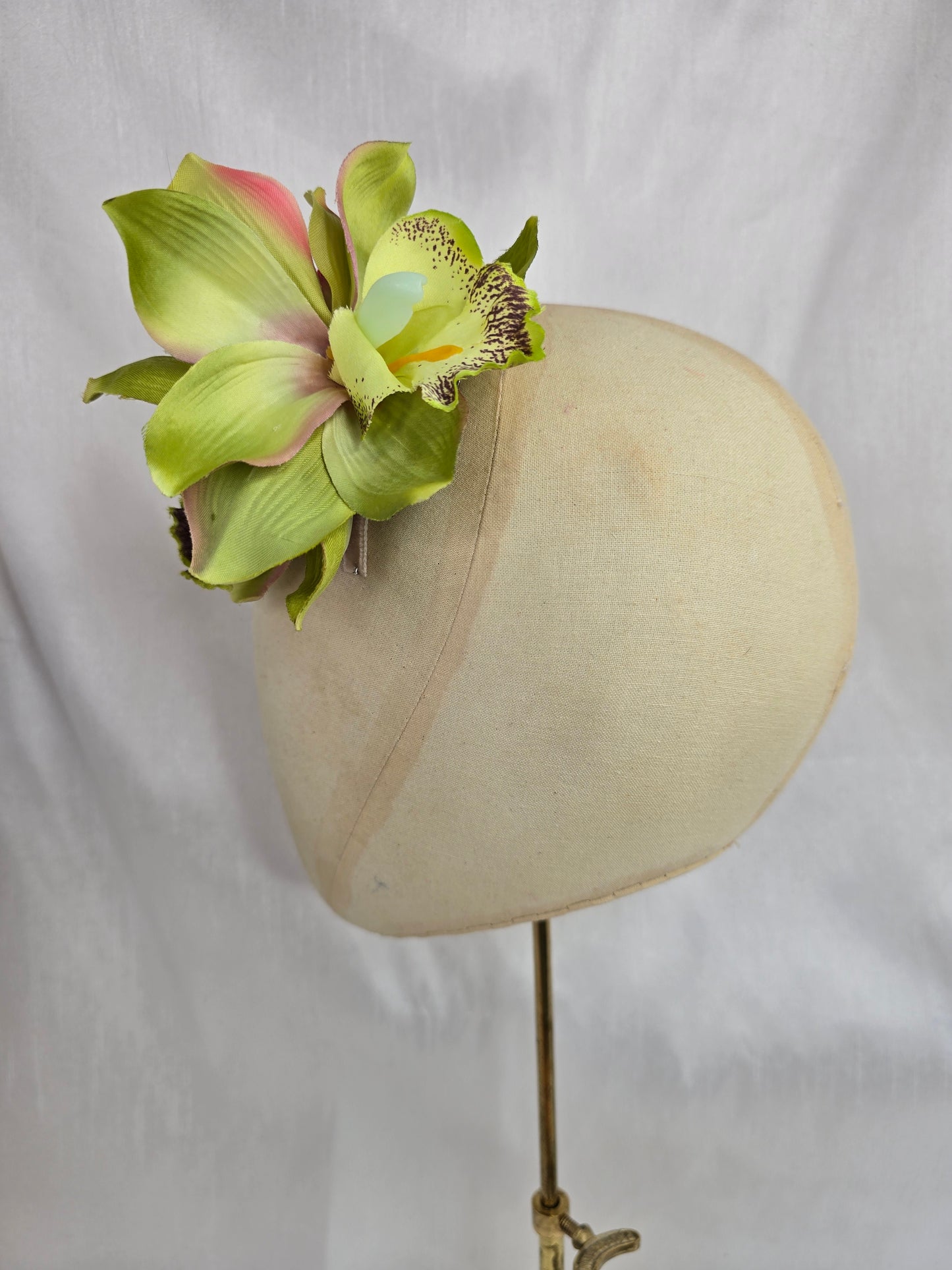 Lime green orchid hair flower and corsage set