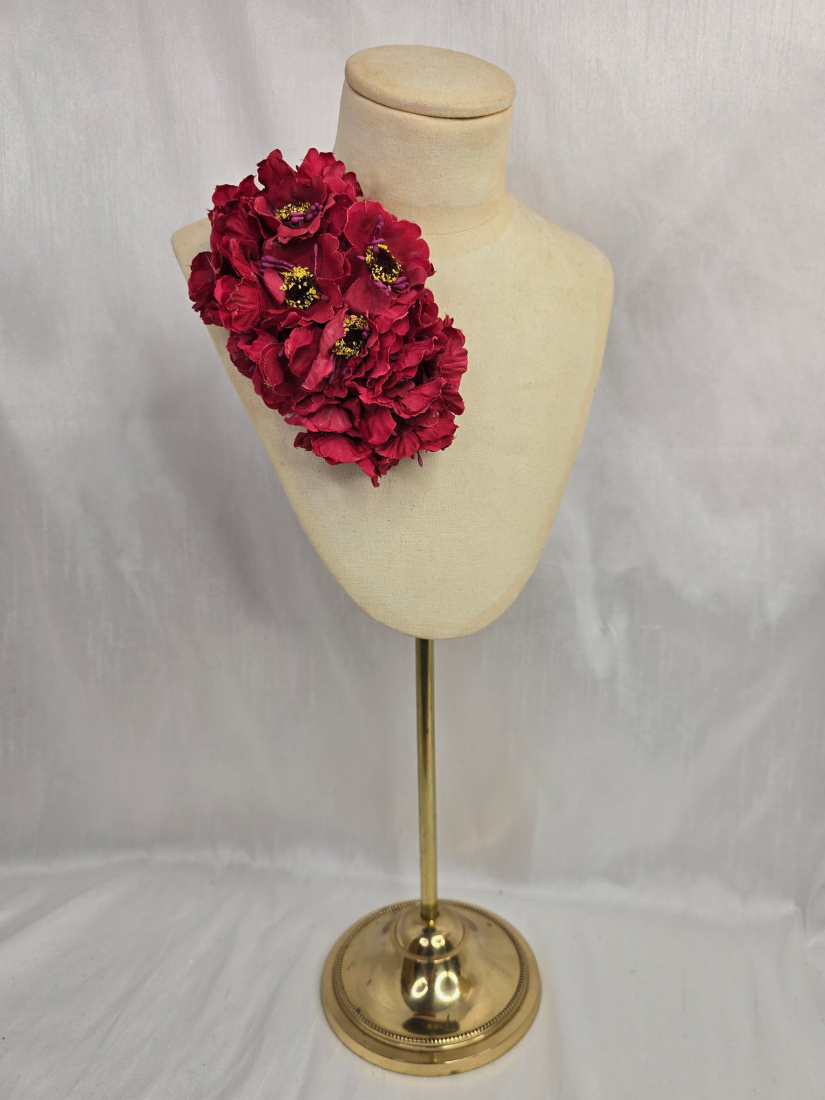 Autumn red anemone hair flower/corsage