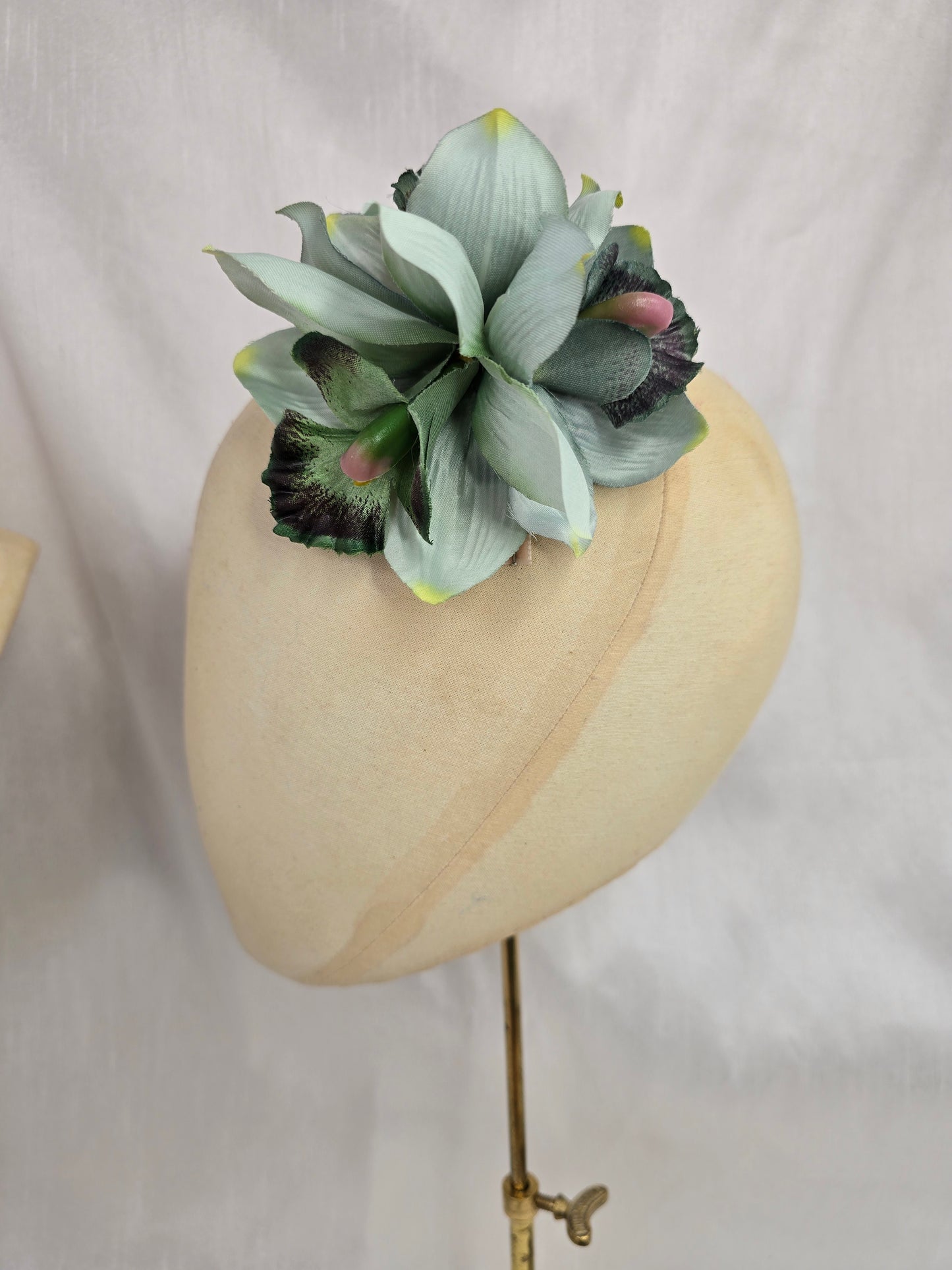 Duck egg orchid hair flower and corsage set