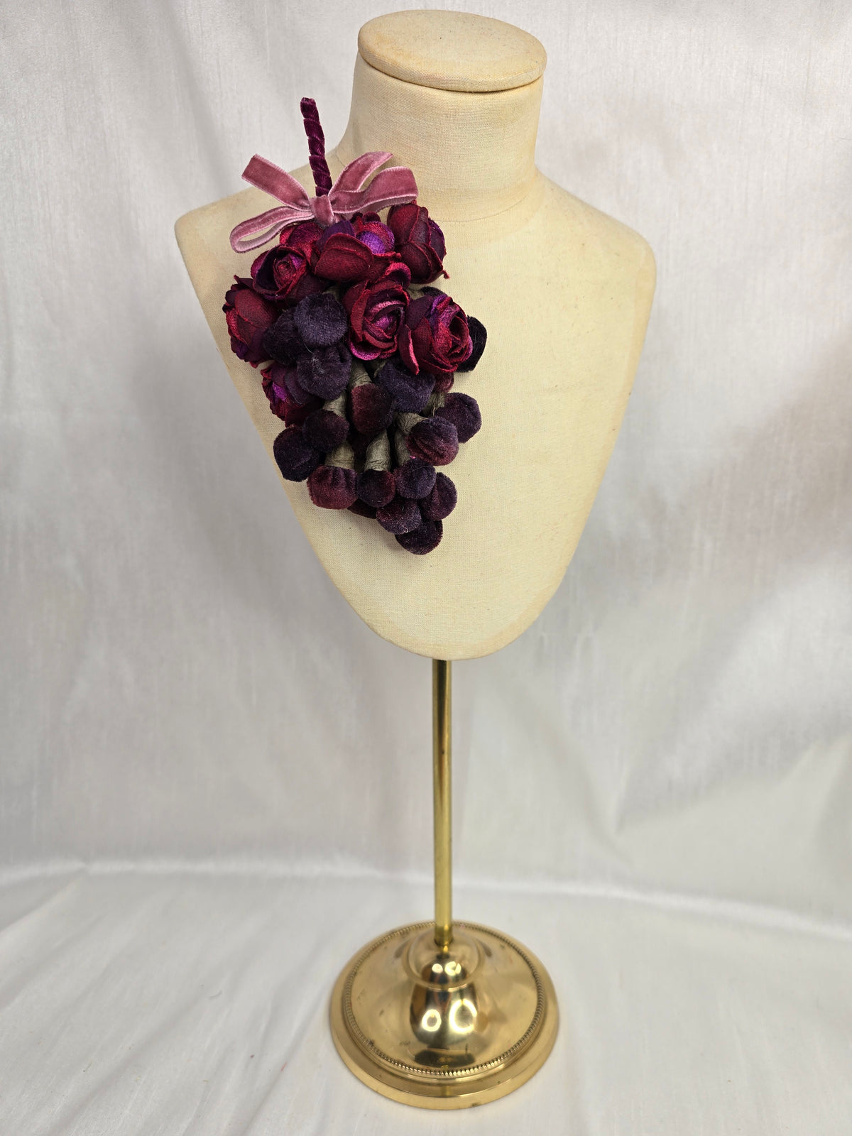 Purple velvet bud hair flower and corsage set