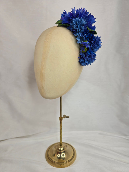 Blue cornflower cascade hair flower