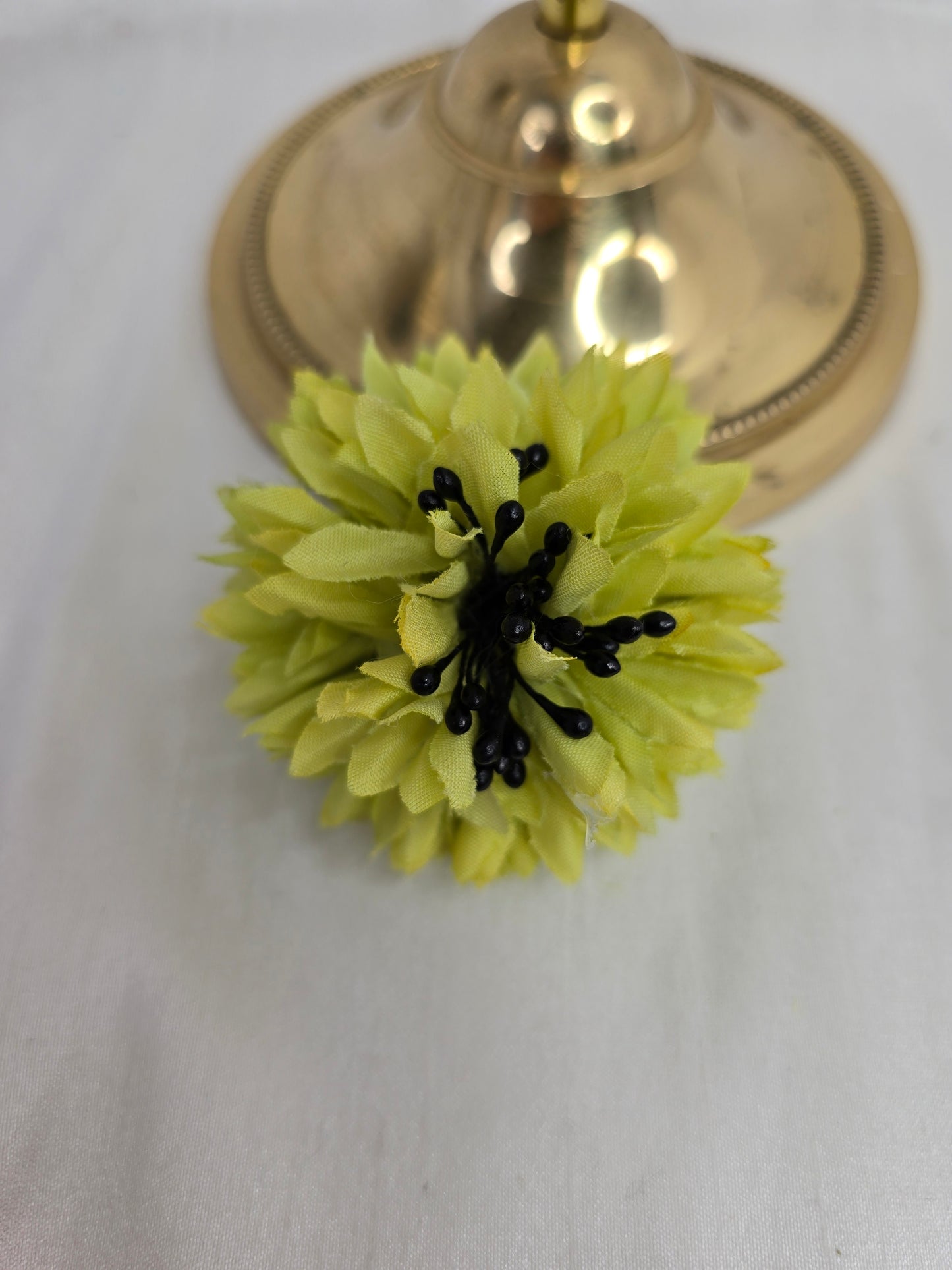 Set of 5 mix & match hair flowers/corsages - black and chartreuse